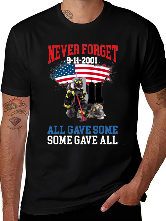 Never Forget 9/11 T-Shirt Firefighter Tribute