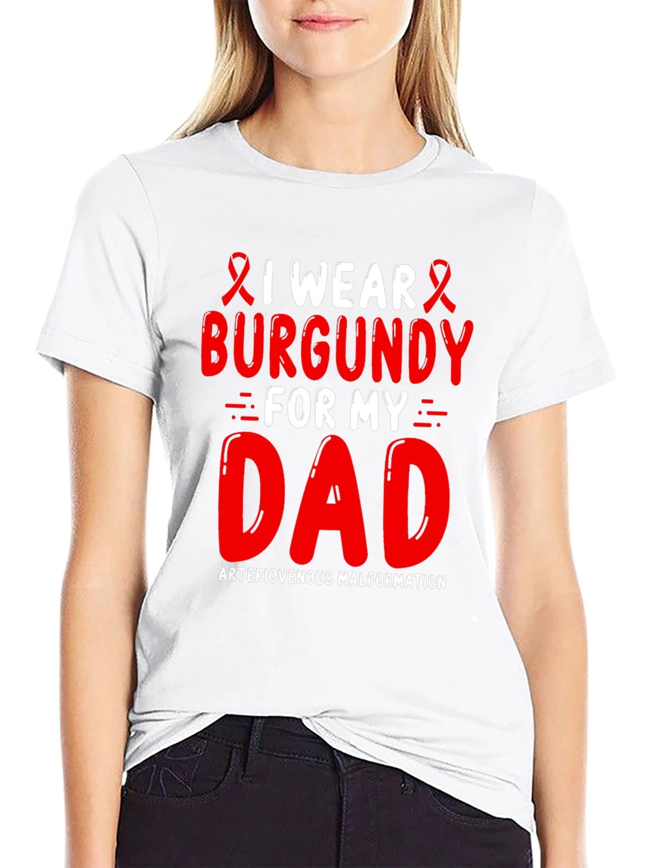 Burgundy Awareness Ribbon T-Shirt - For My Dad