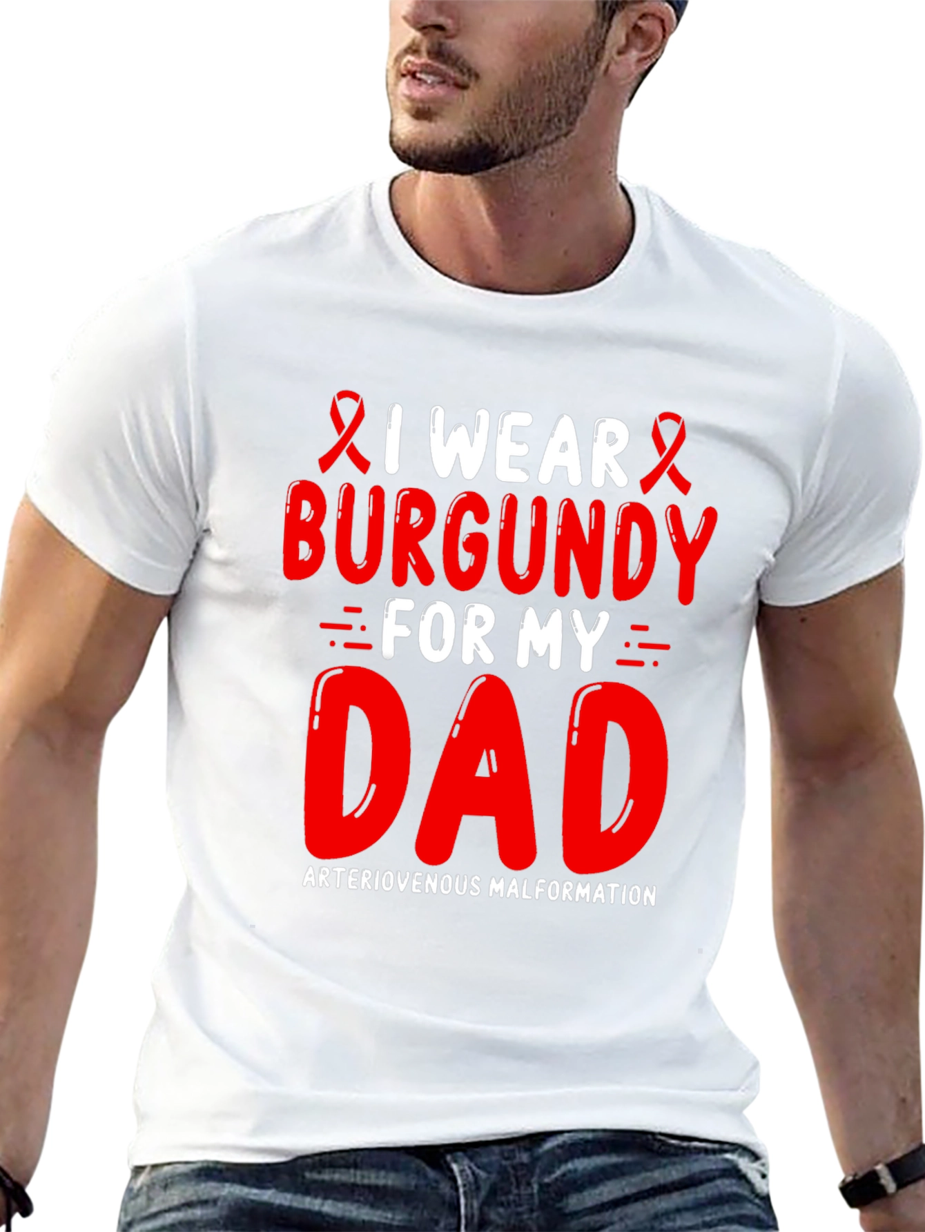 Burgundy Awareness Ribbon T-Shirt - For My Dad