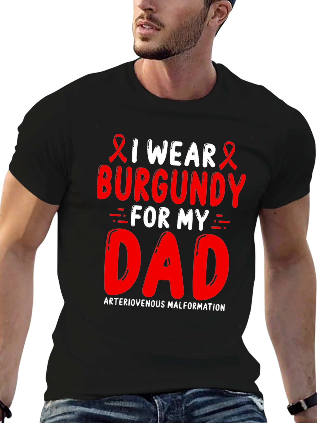 Burgundy Awareness Ribbon T-Shirt - For My Dad