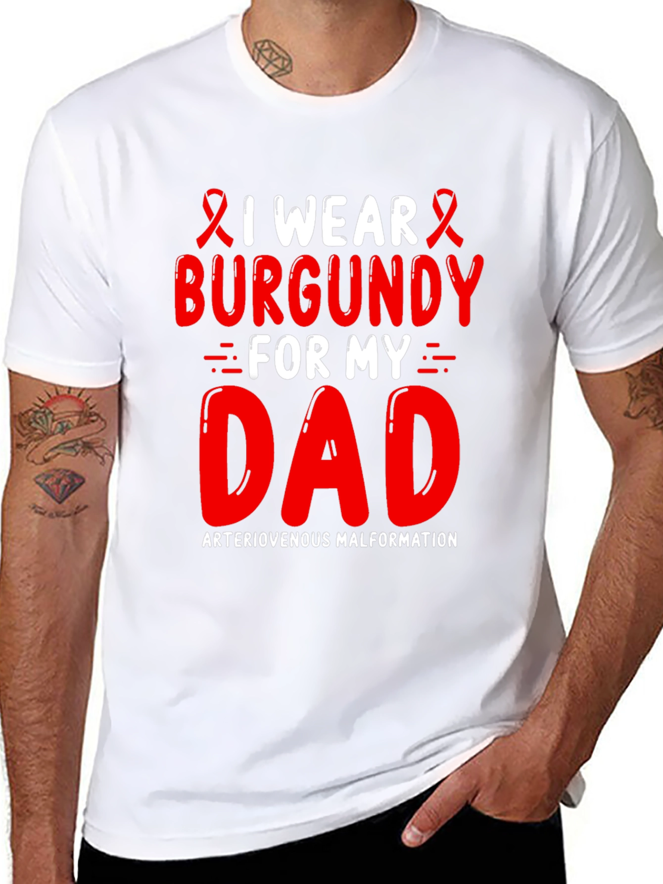 Burgundy Awareness Ribbon T-Shirt - For My Dad