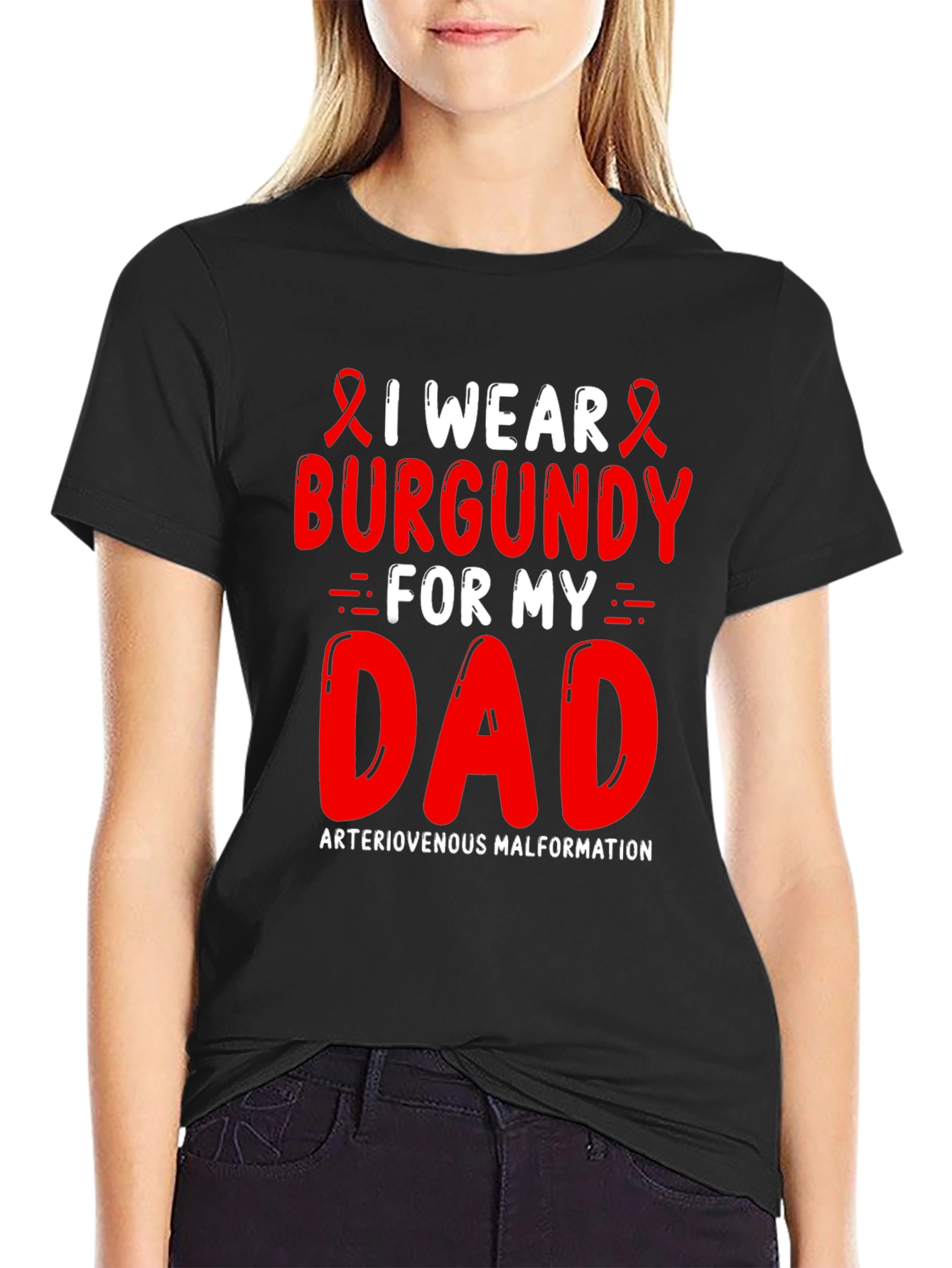 Burgundy Awareness Ribbon T-Shirt - For My Dad