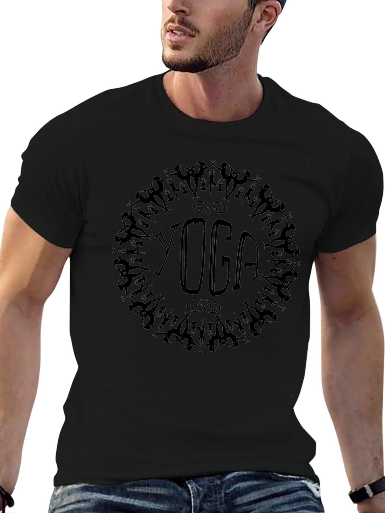 Yoga Graphic Tee - Black Cotton Blend