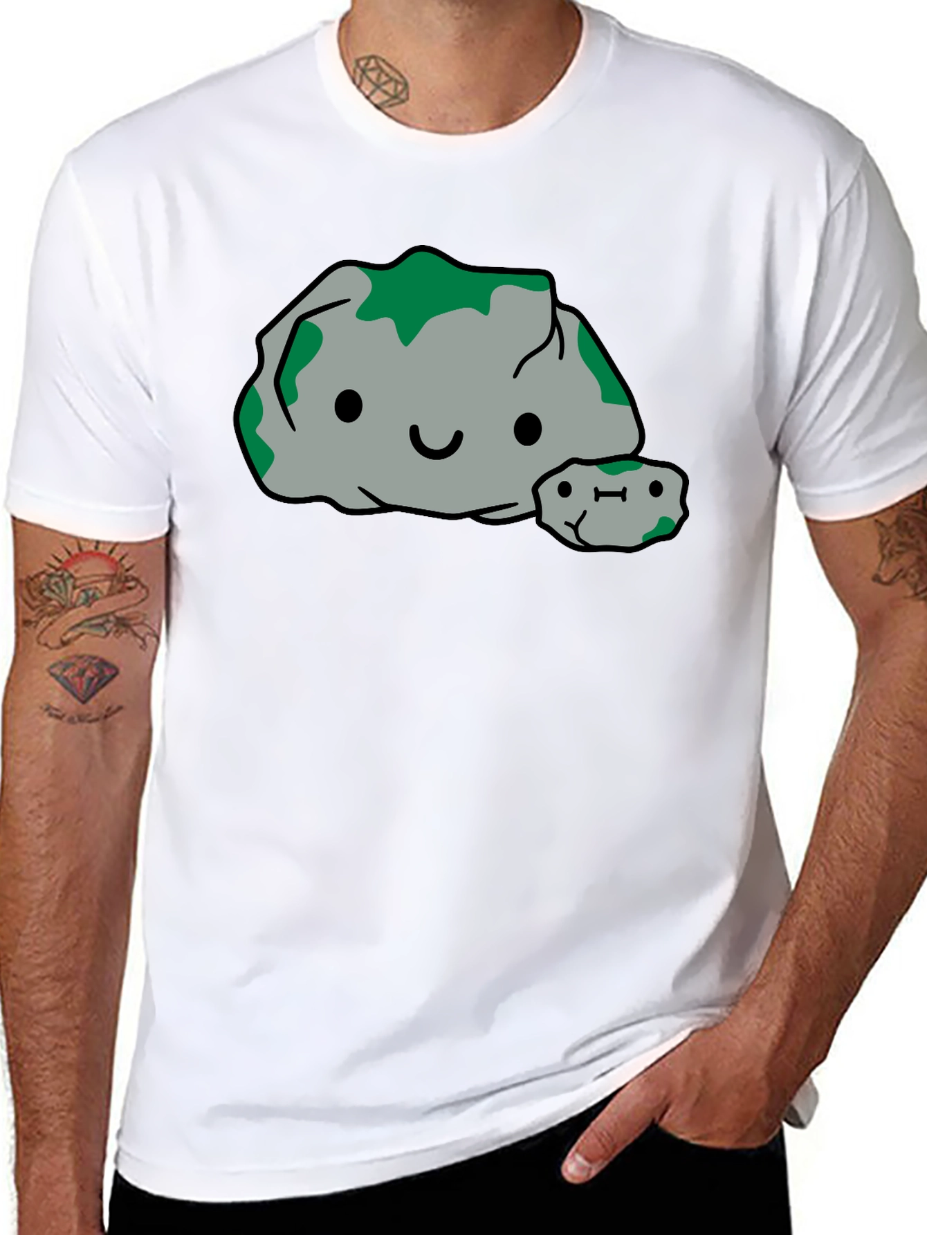 Cute Rock Family Graphic Tee - Black