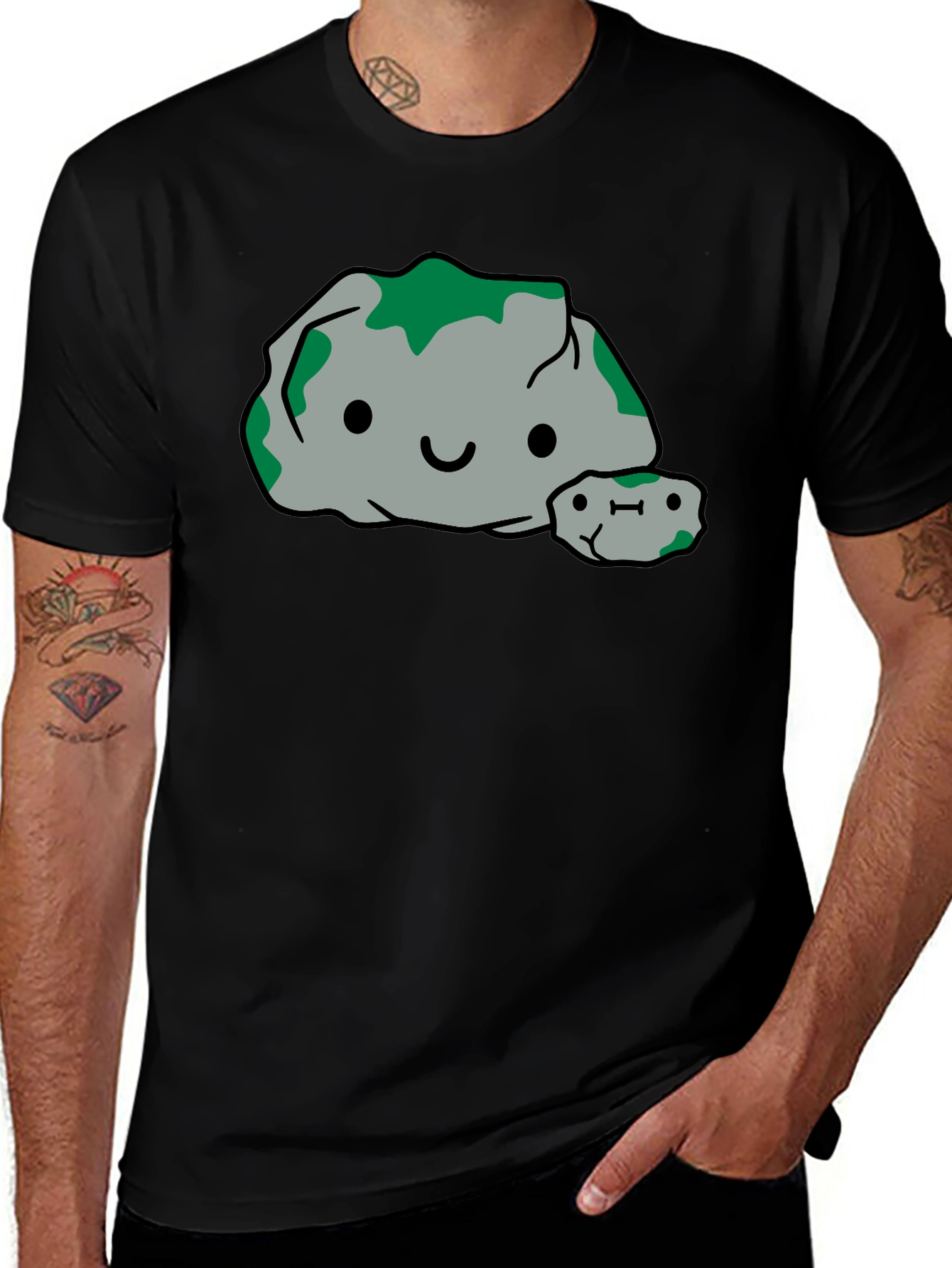 Cute Rock Family Graphic Tee - Black