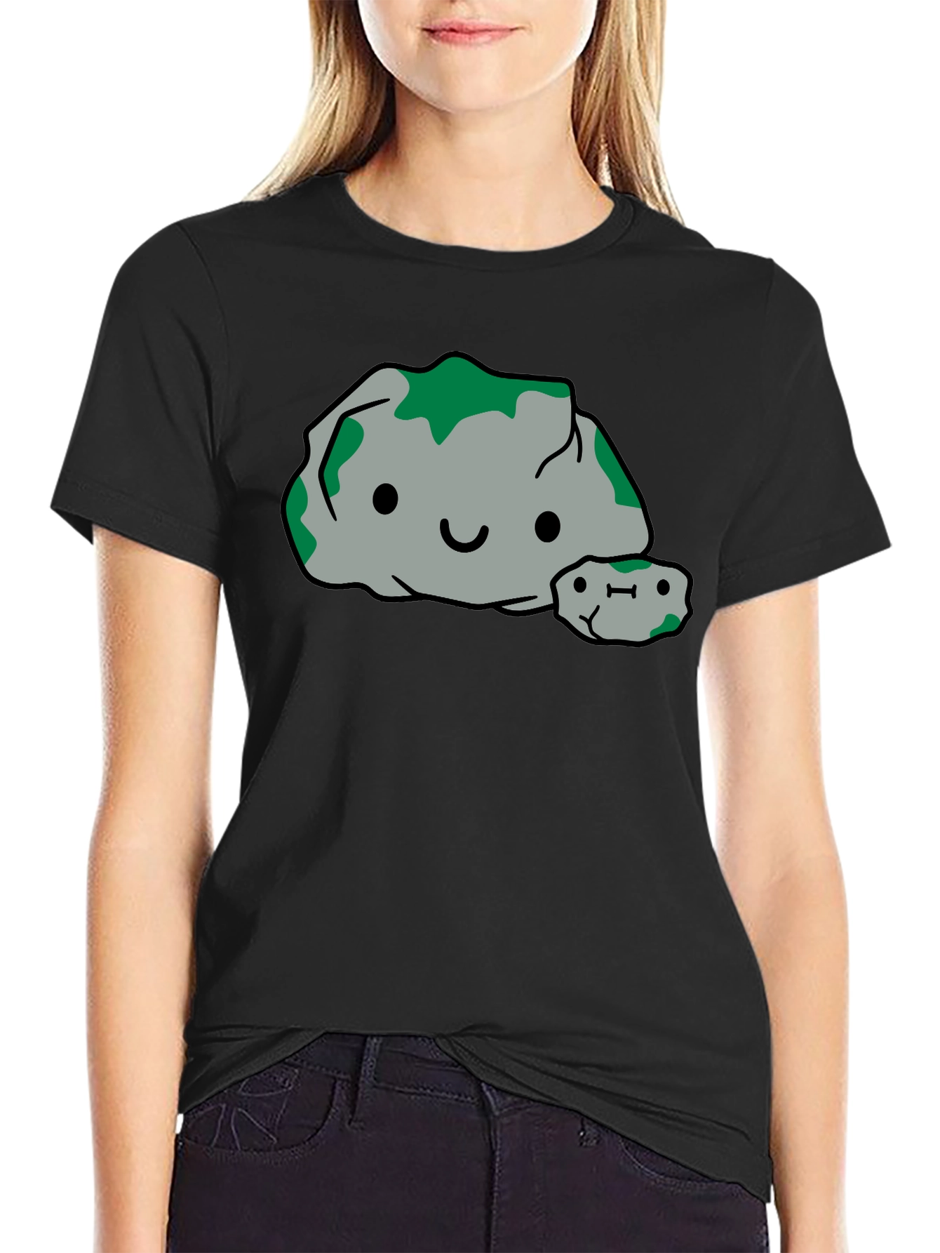 Cute Rock Family Graphic Tee - Black