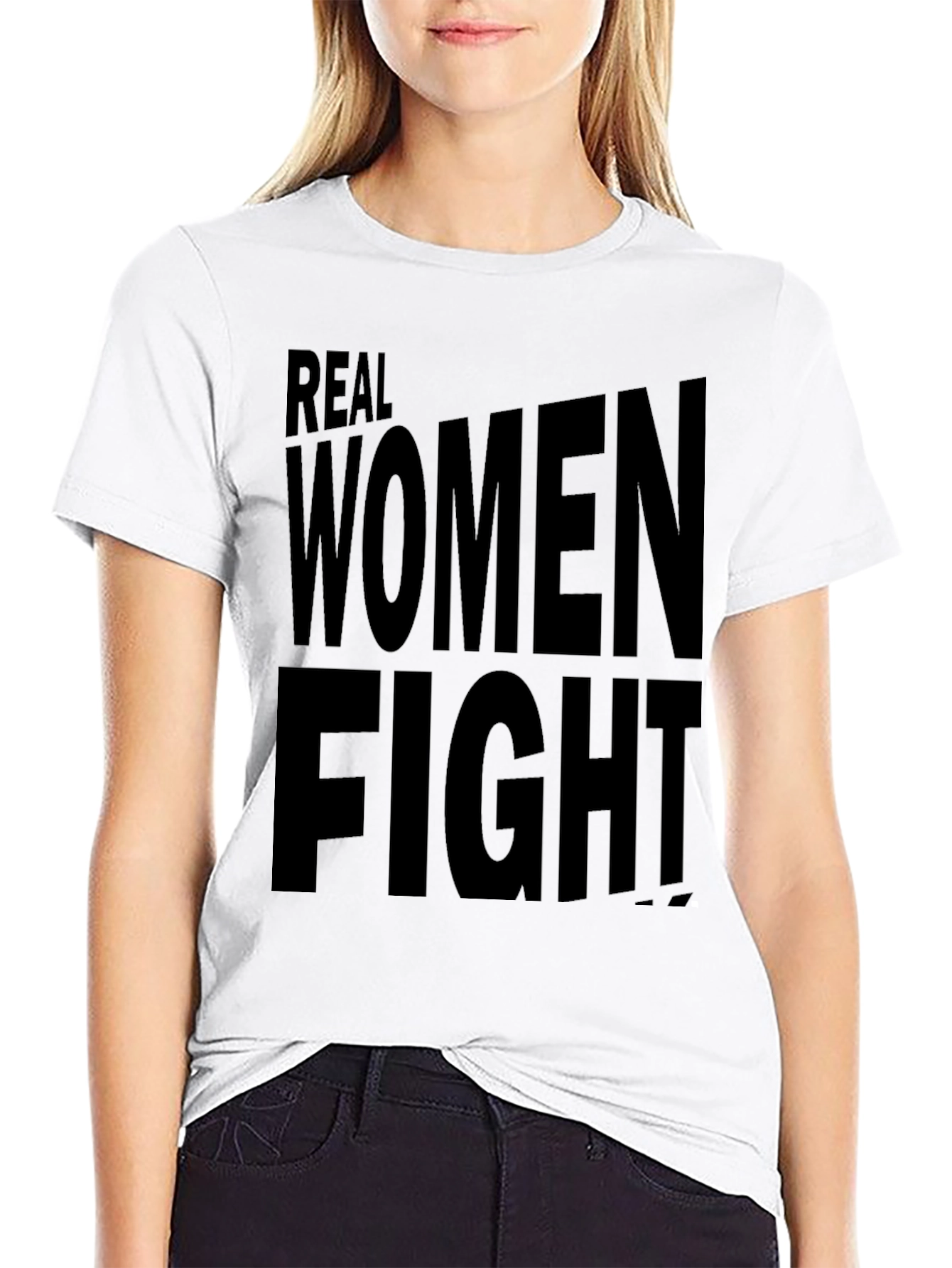 Real Women Fight Black T-Shirt