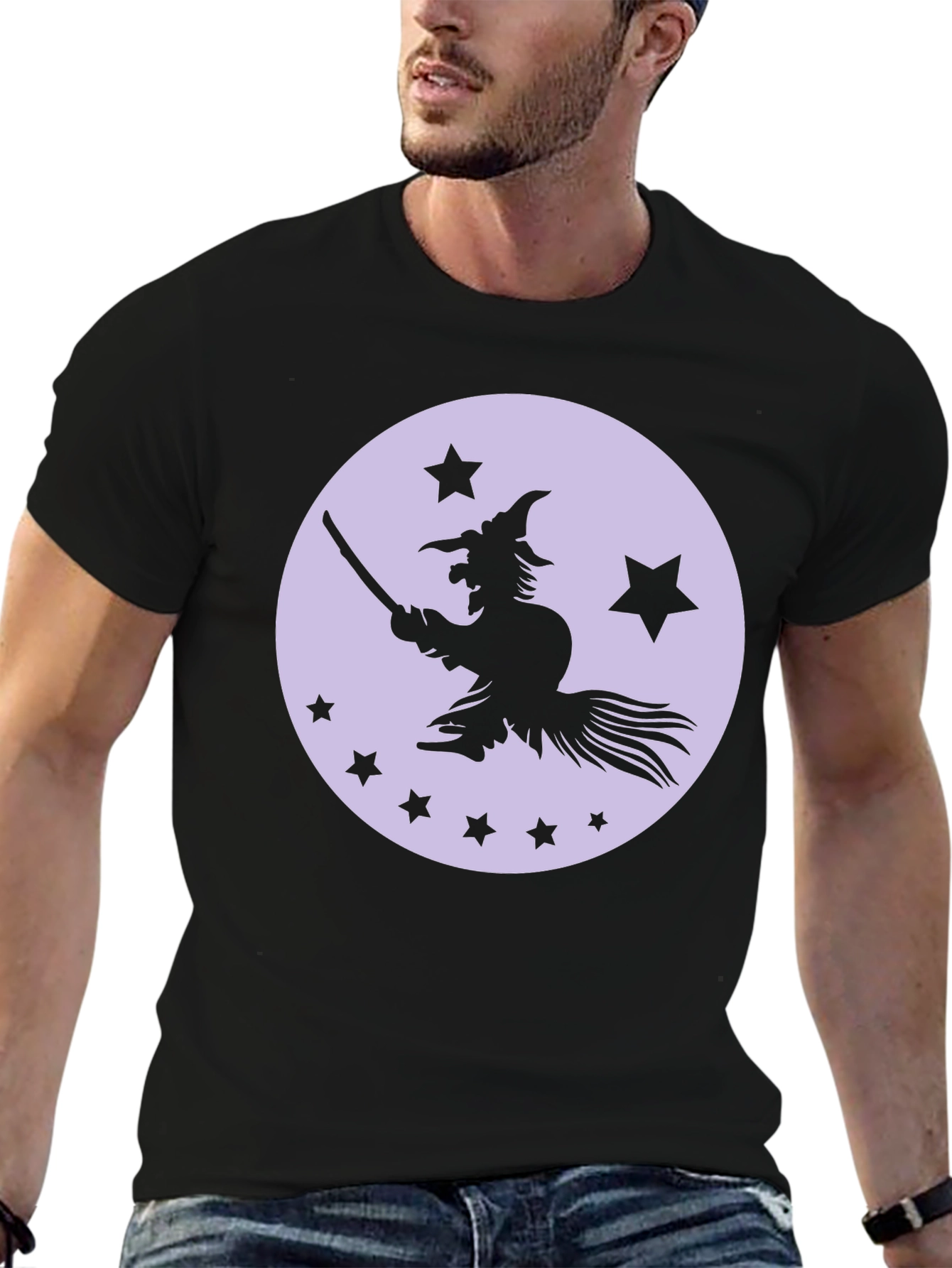 Witch & Stars Graphic Black T-Shirt