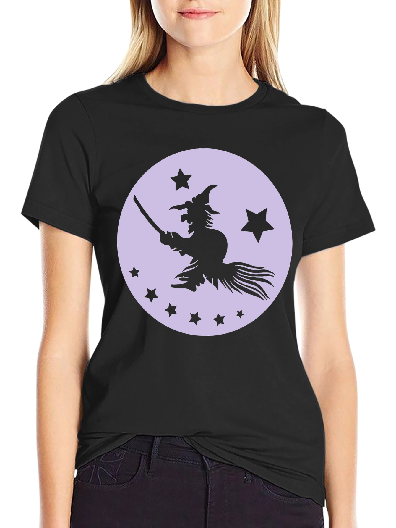 Witch & Stars Graphic Black T-Shirt