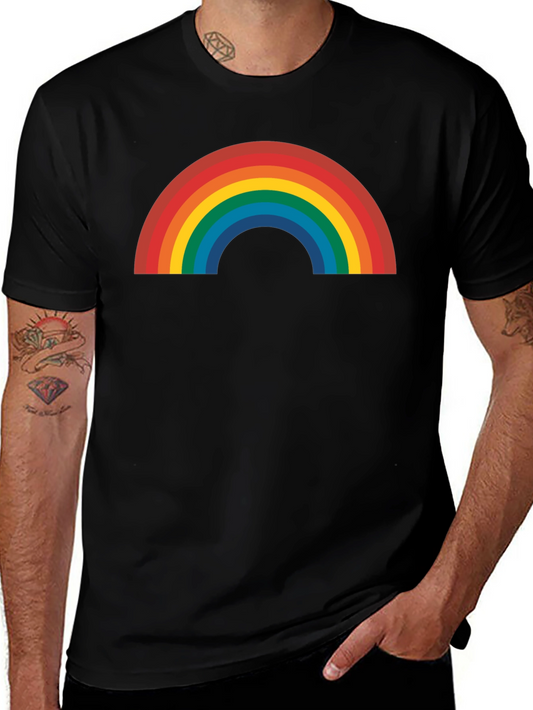 Rainbow Graphic Tee - Black Cotton Blend Shirt
