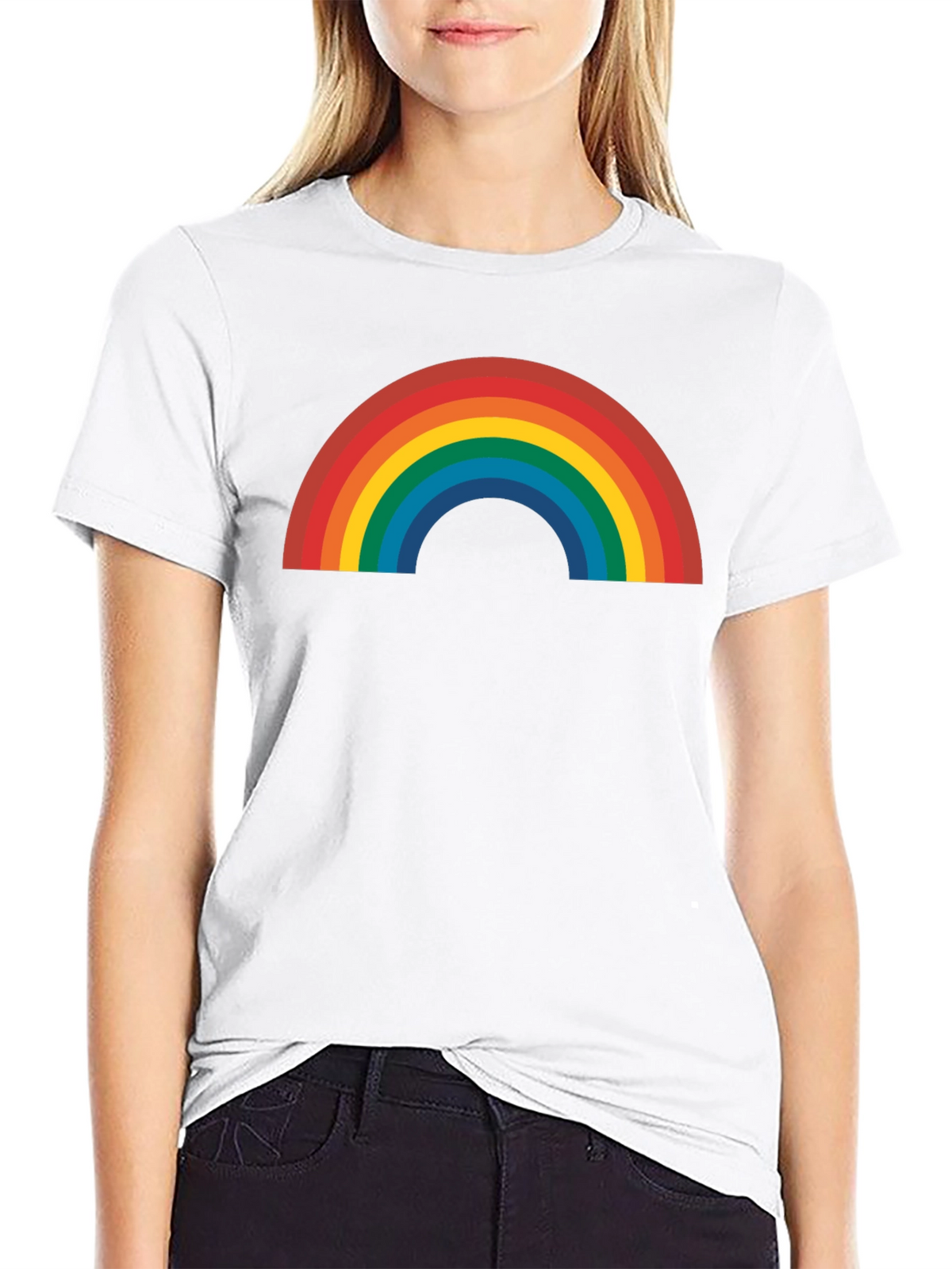 Rainbow Graphic Tee - Black Cotton Blend Shirt