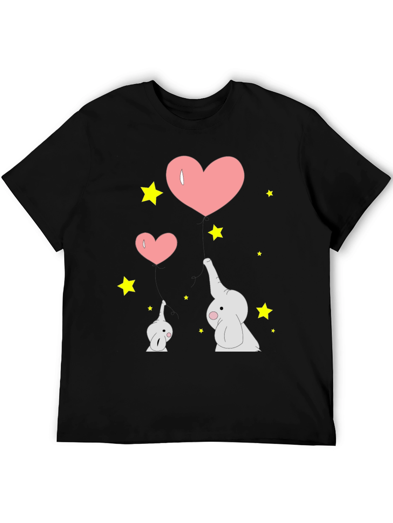 Elephant Love Graphic Tee - Black Cotton T-Shirt