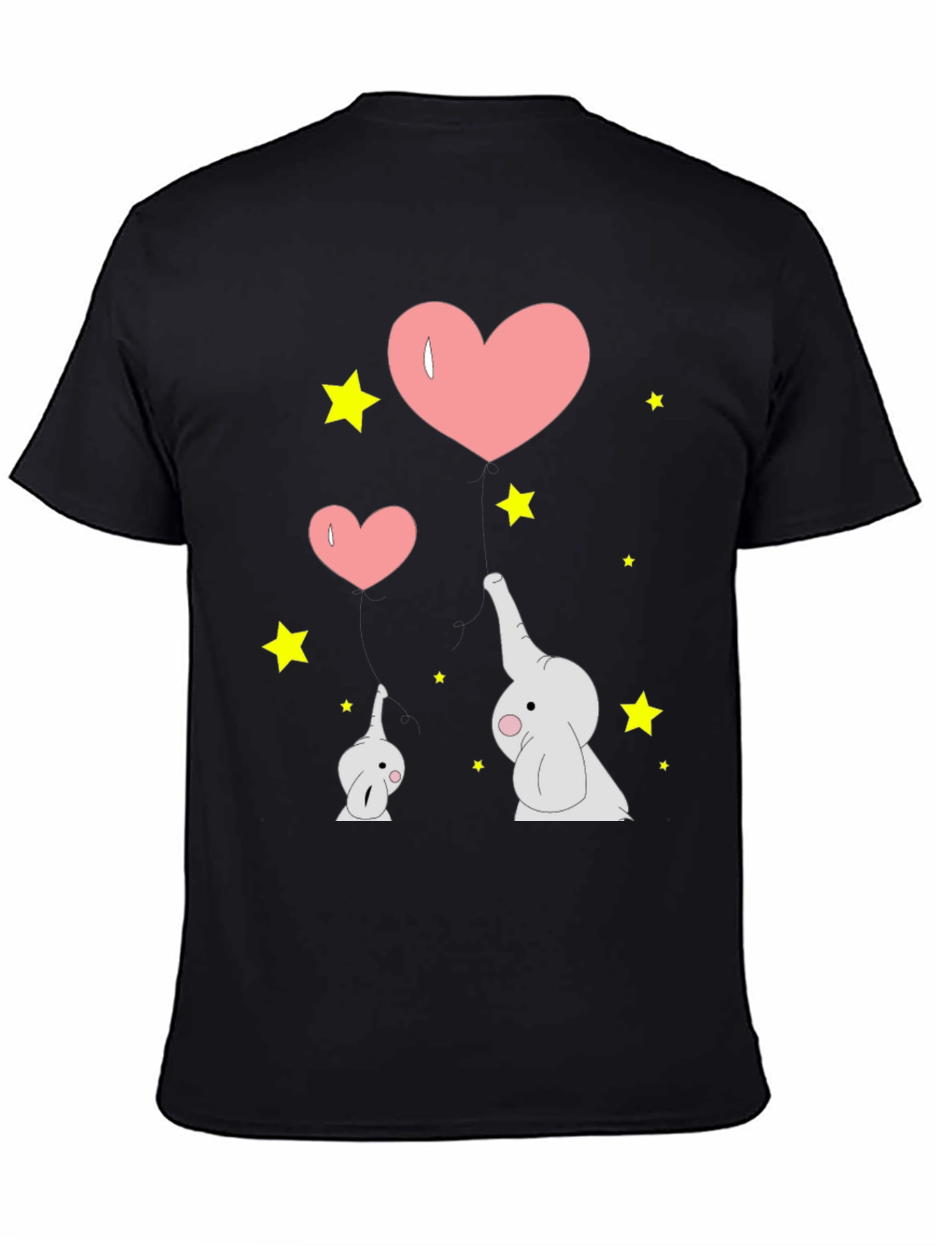 Elephant Love Graphic Tee - Black Cotton T-Shirt