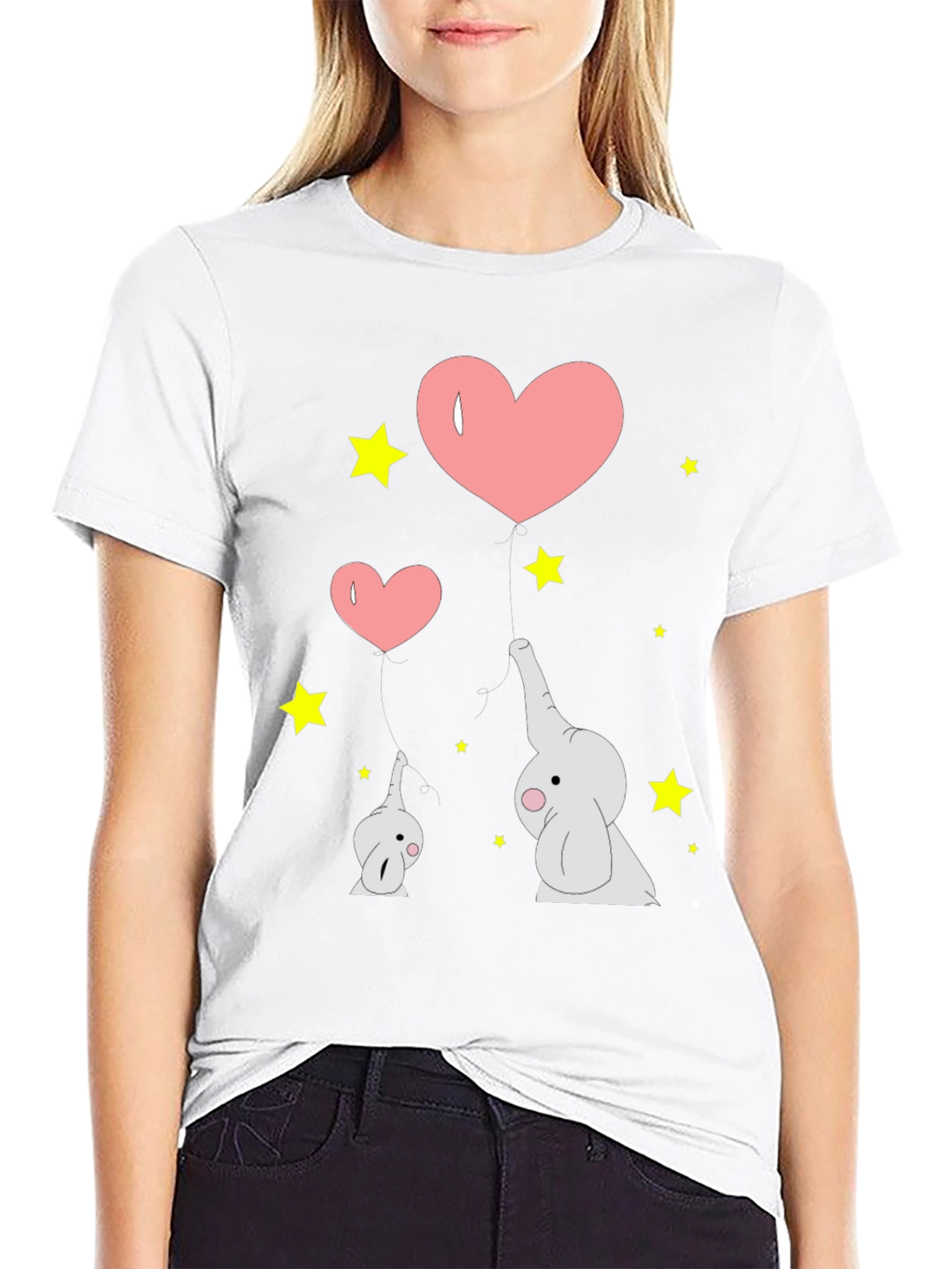 Elephant Love Graphic Tee - Black Cotton T-Shirt