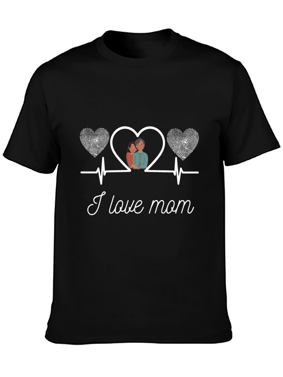 I Love Mom T-Shirt - Heartbeat Design