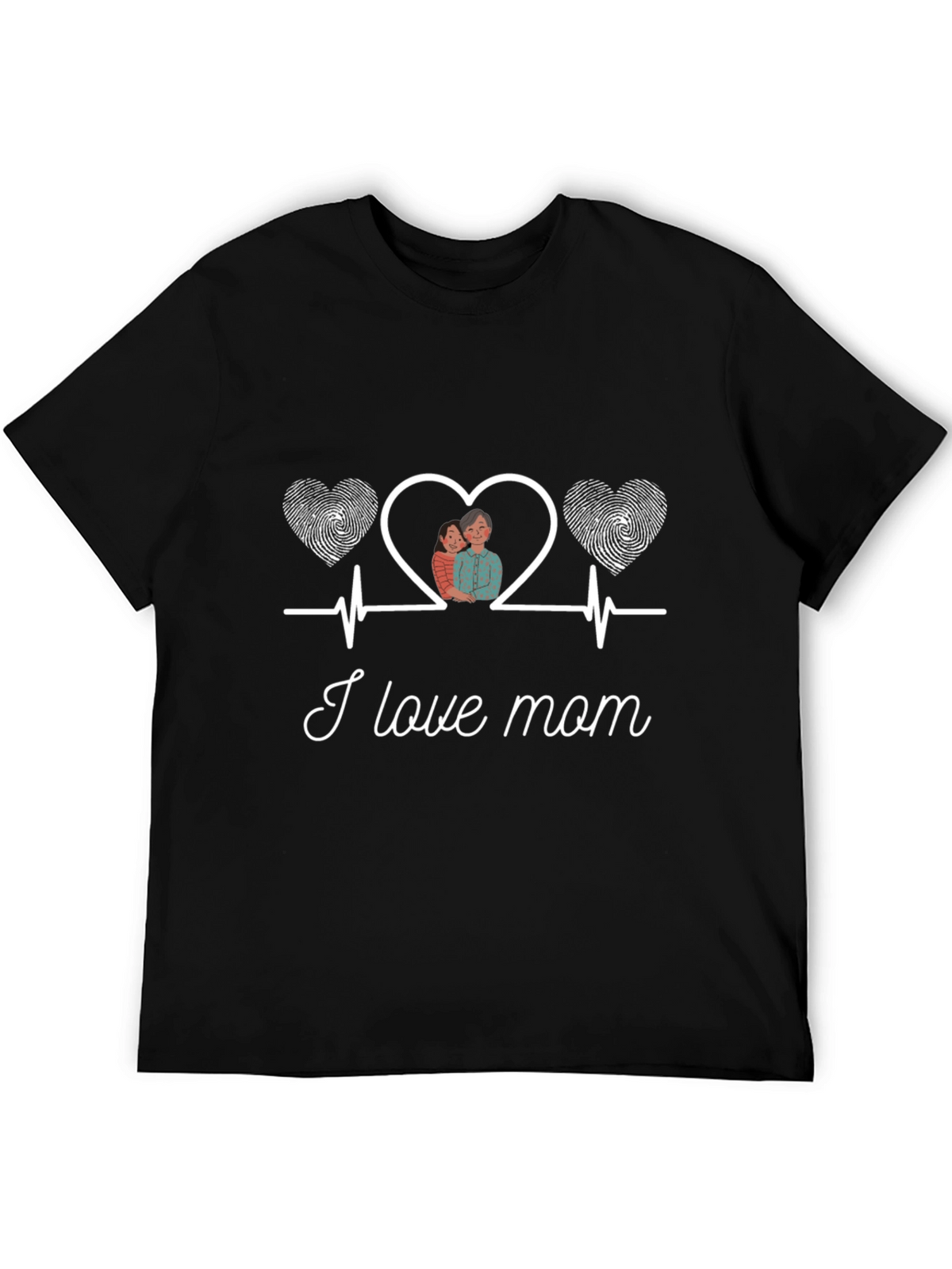 I Love Mom T-Shirt - Heartbeat Design