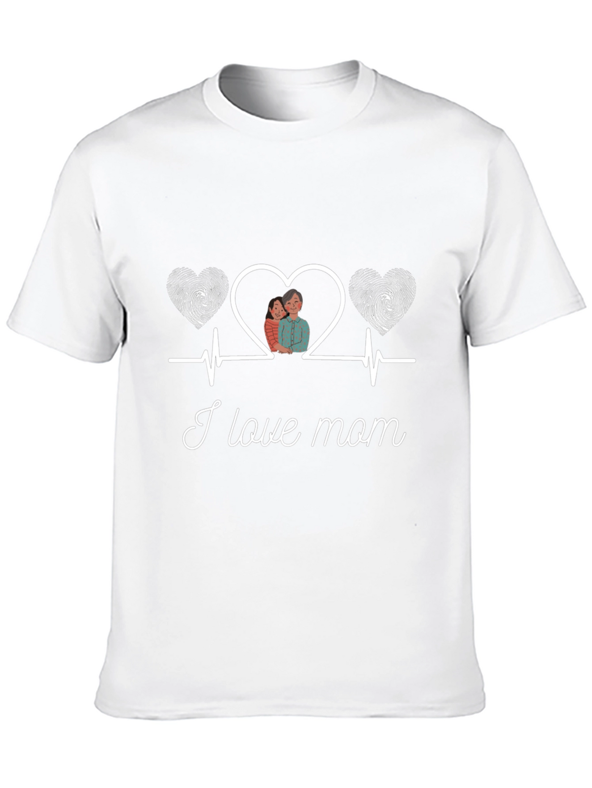 I Love Mom T-Shirt - Heartbeat Design
