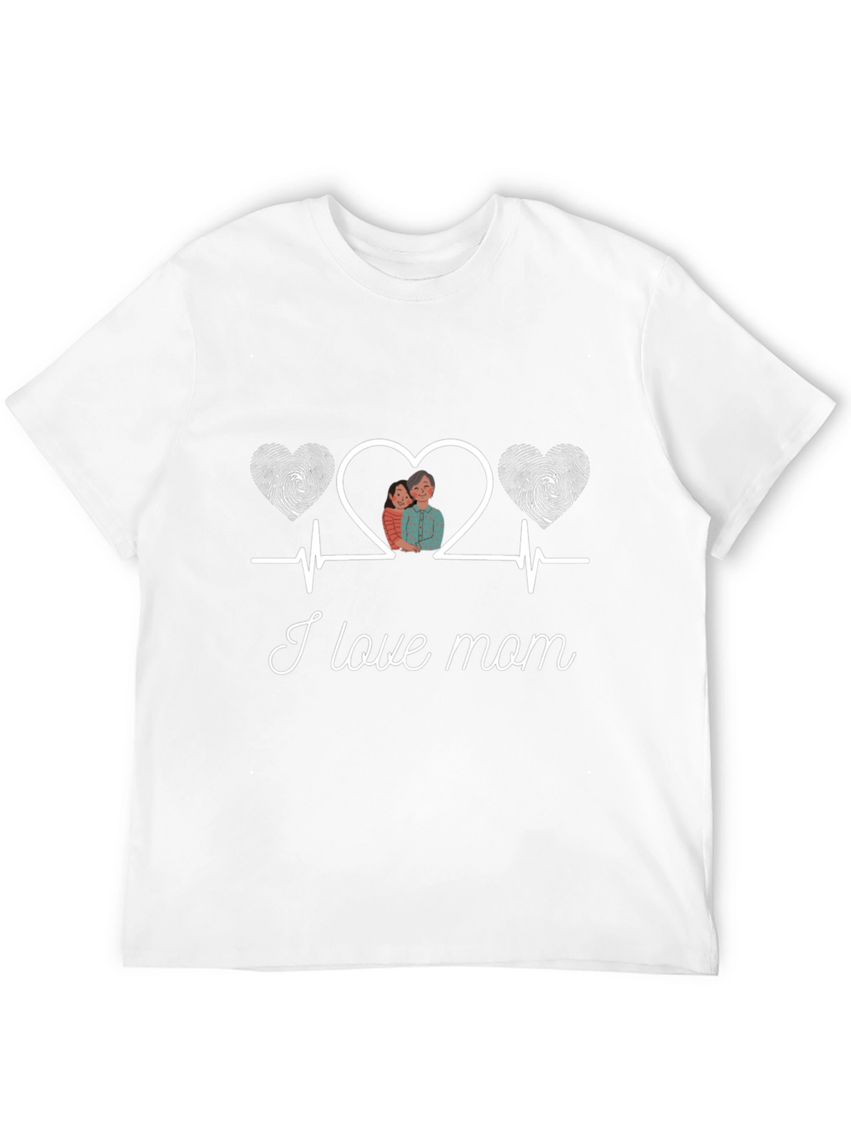 I Love Mom T-Shirt - Heartbeat Design