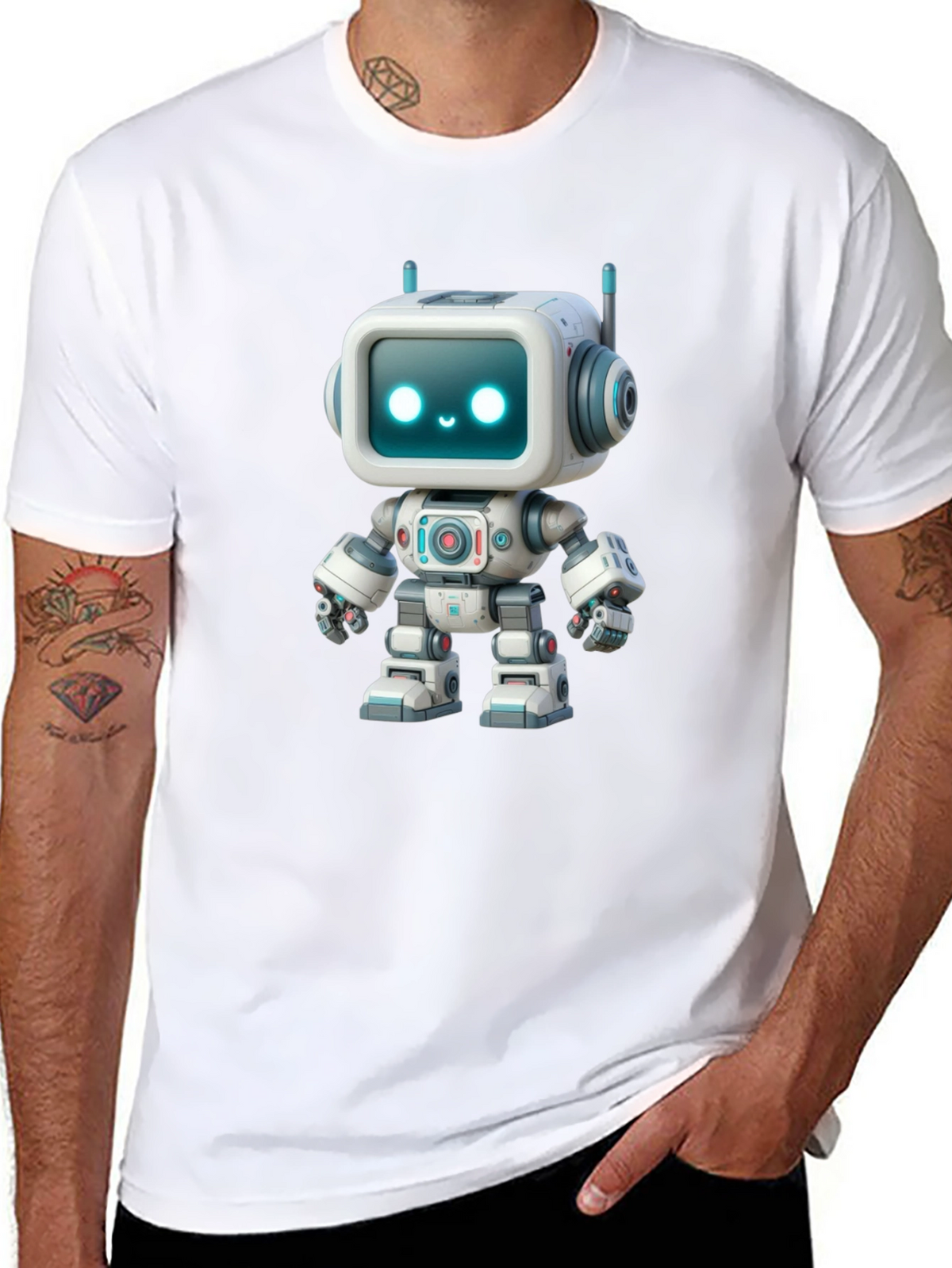 Robot Graphic T-Shirt - Fun Trendy Design