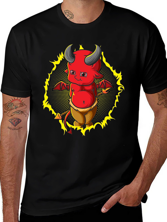 Devil Cartoon Graphic Black T-Shirt