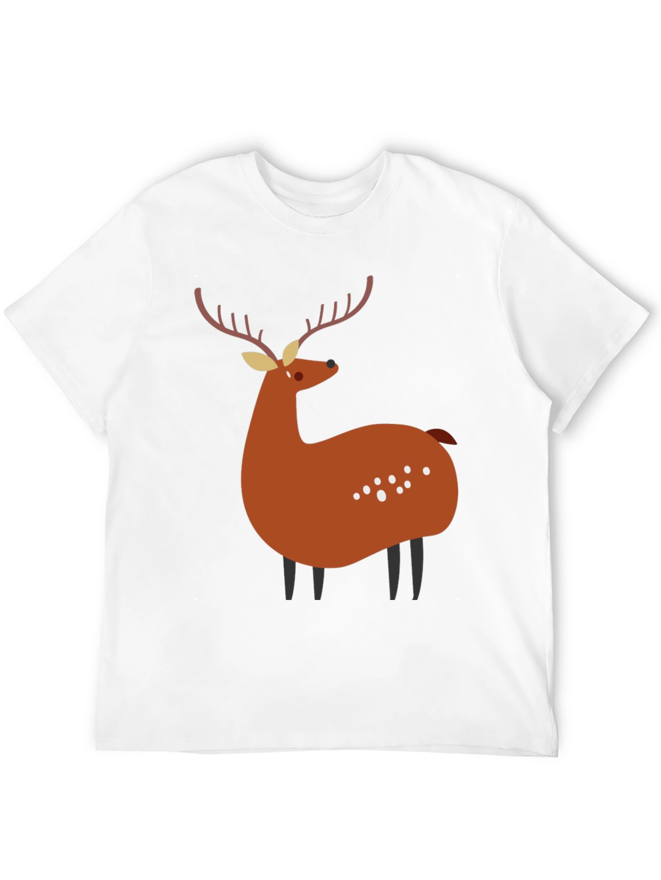 Whimsical Deer Graphic Tee - Casual Black T-Shirt