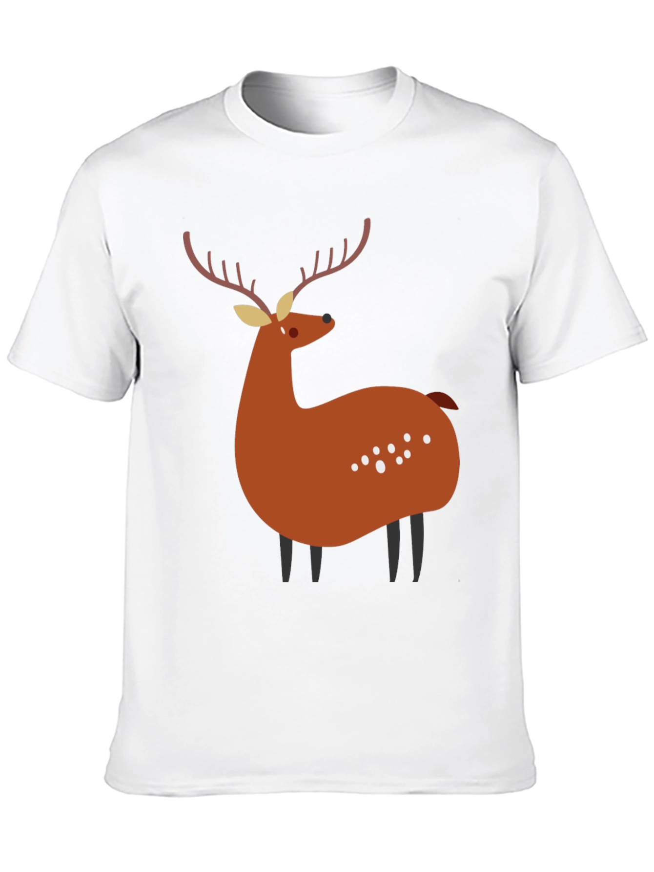 Whimsical Deer Graphic Tee - Casual Black T-Shirt