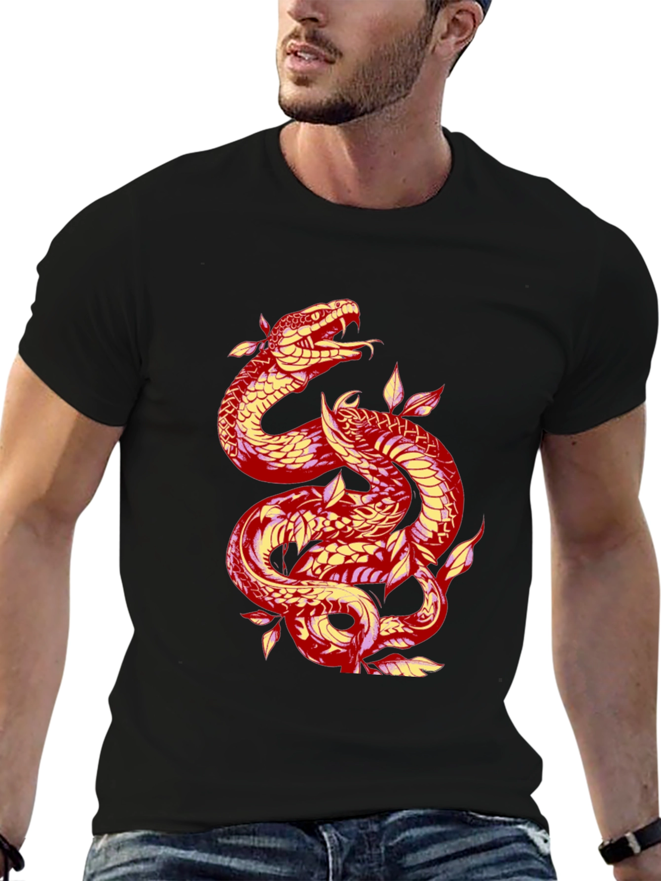 Snake Graphic Tee - Mens Black T-Shirt