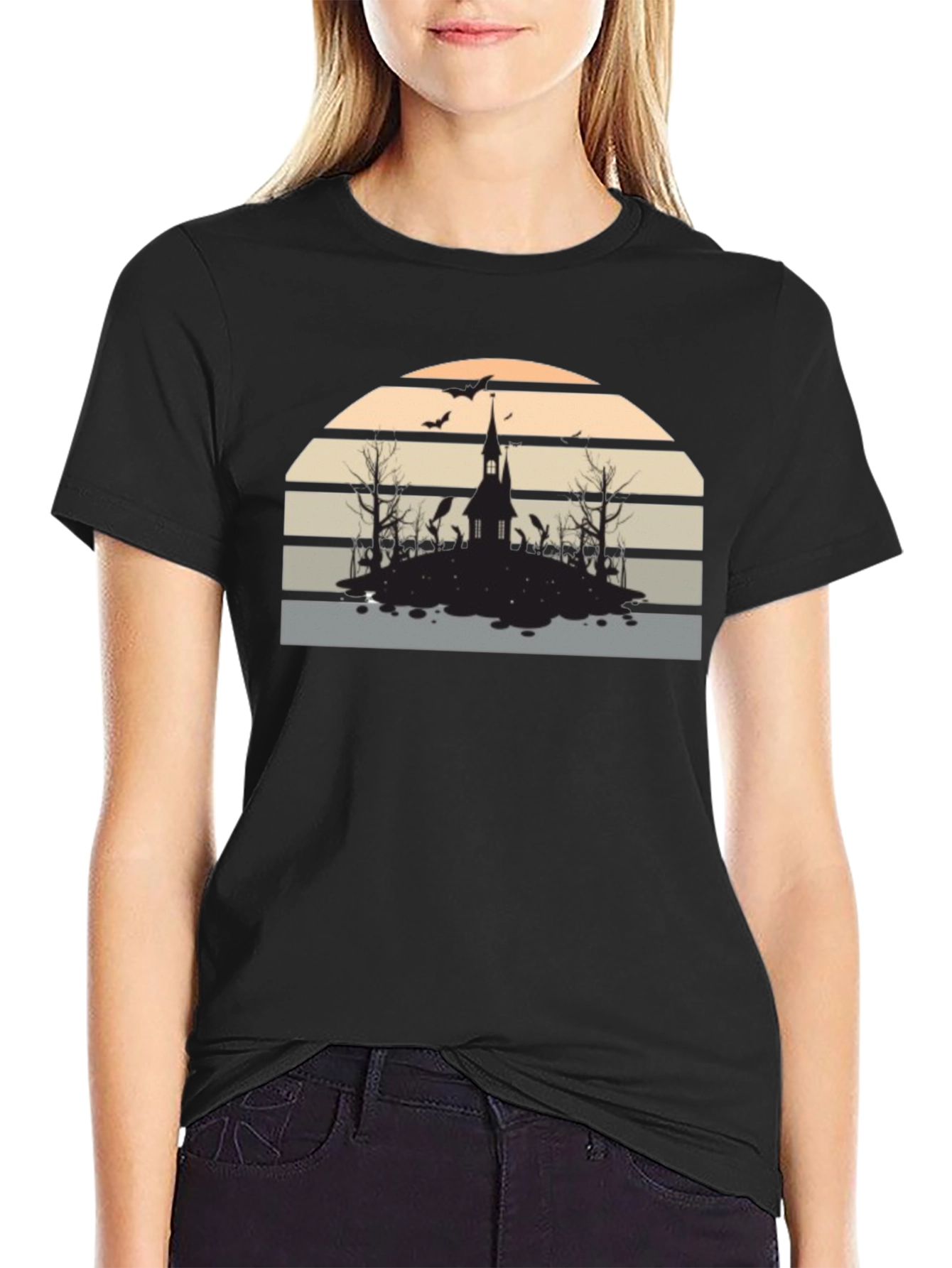 Spooky Sunset Graphic Tee - Halloween Ready!