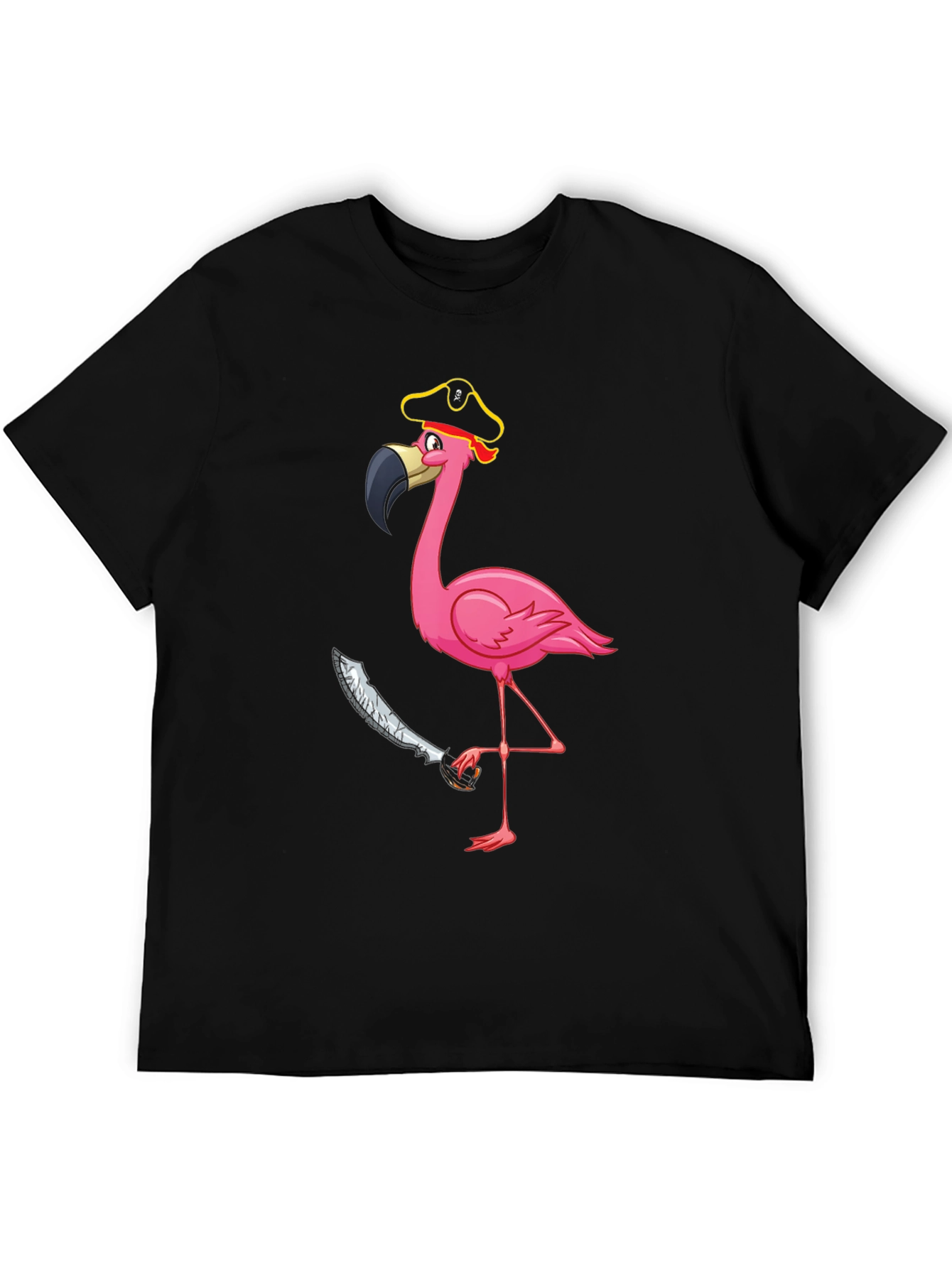 Pirate Flamingo Graphic Tee - Mens Black T-Shirt