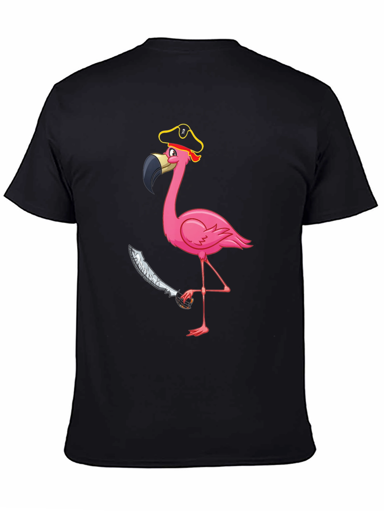 Pirate Flamingo Graphic Tee - Mens Black T-Shirt