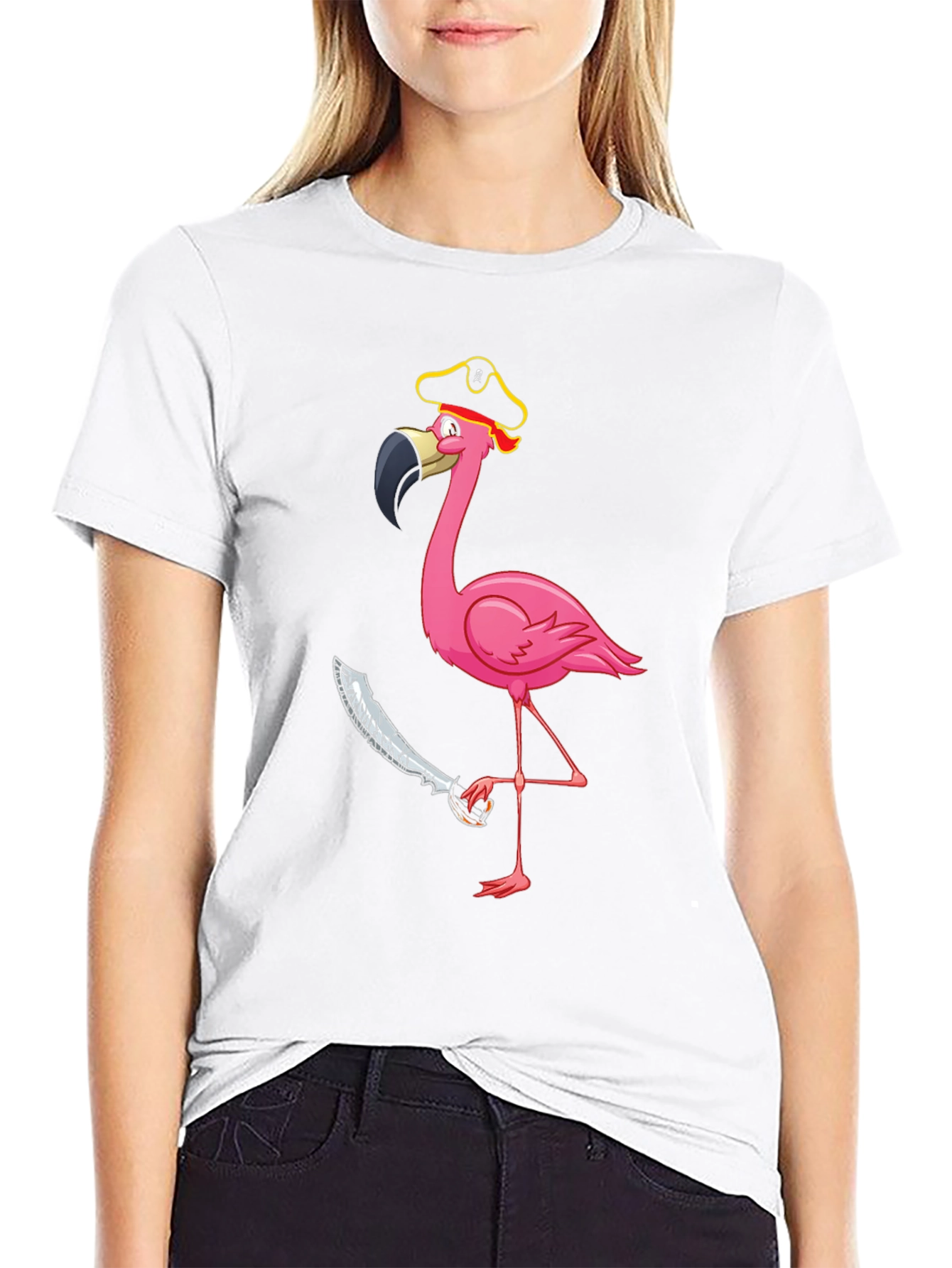 Pirate Flamingo Graphic Tee - Mens Black T-Shirt