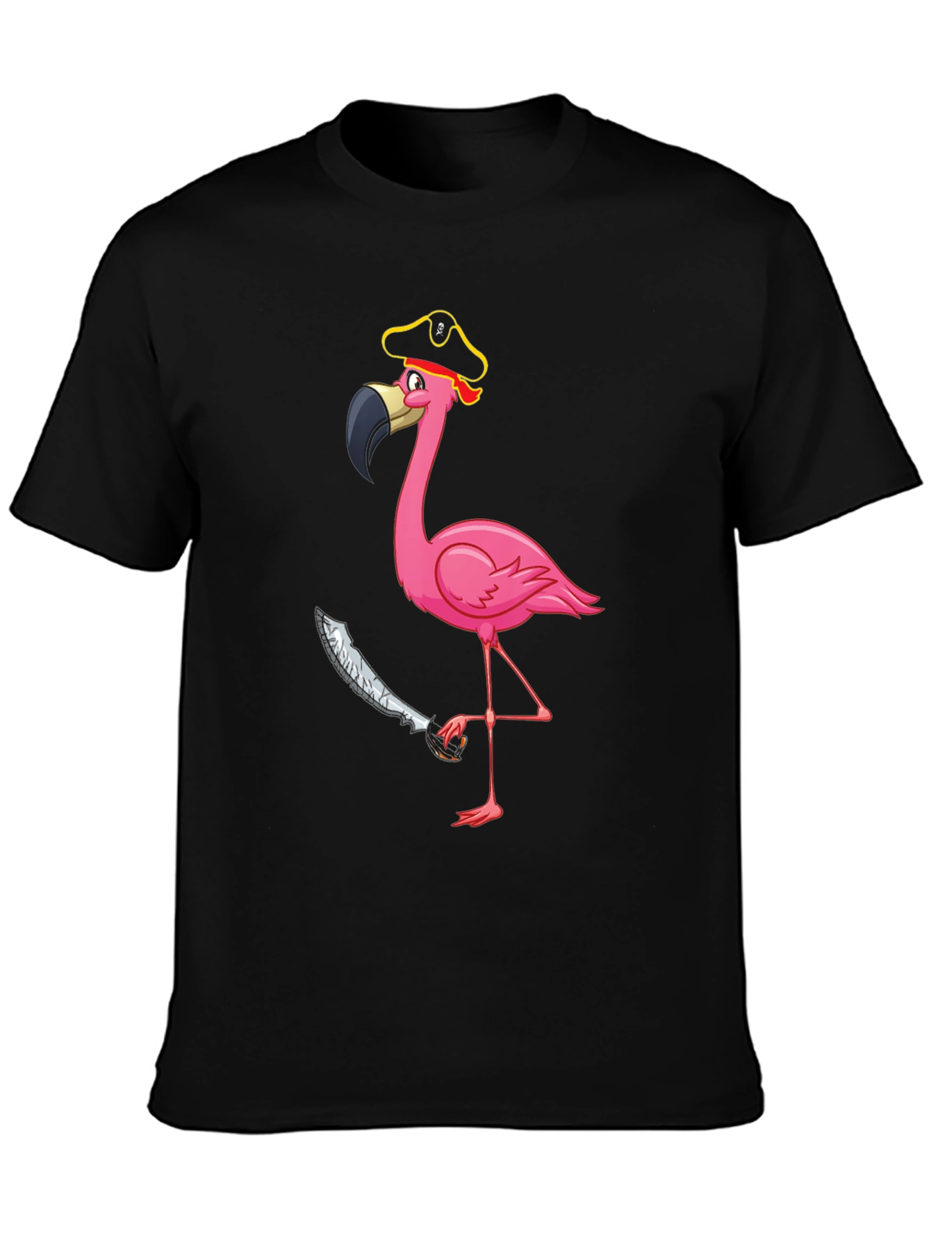 Pirate Flamingo Graphic Tee - Mens Black T-Shirt