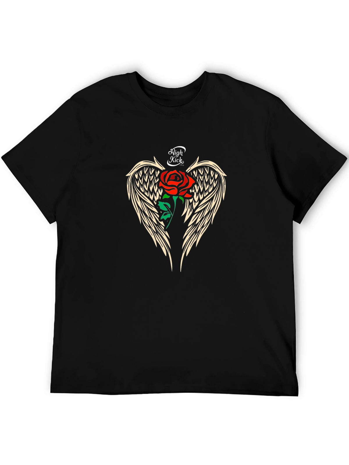 Rose and Wings Graphic T-Shirt - High Kick Design