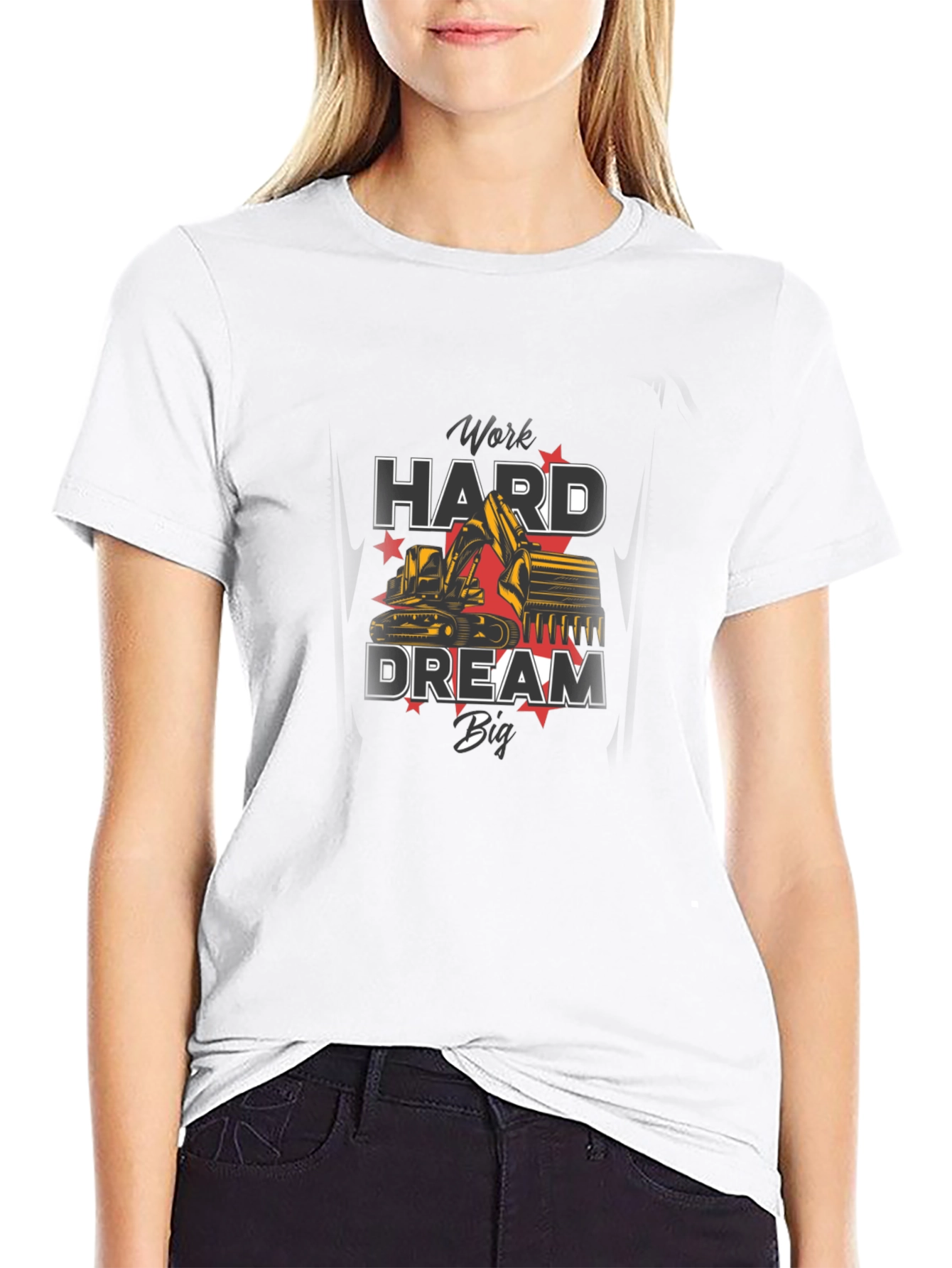 Work Hard Dream Big Excavator Graphic T-Shirt