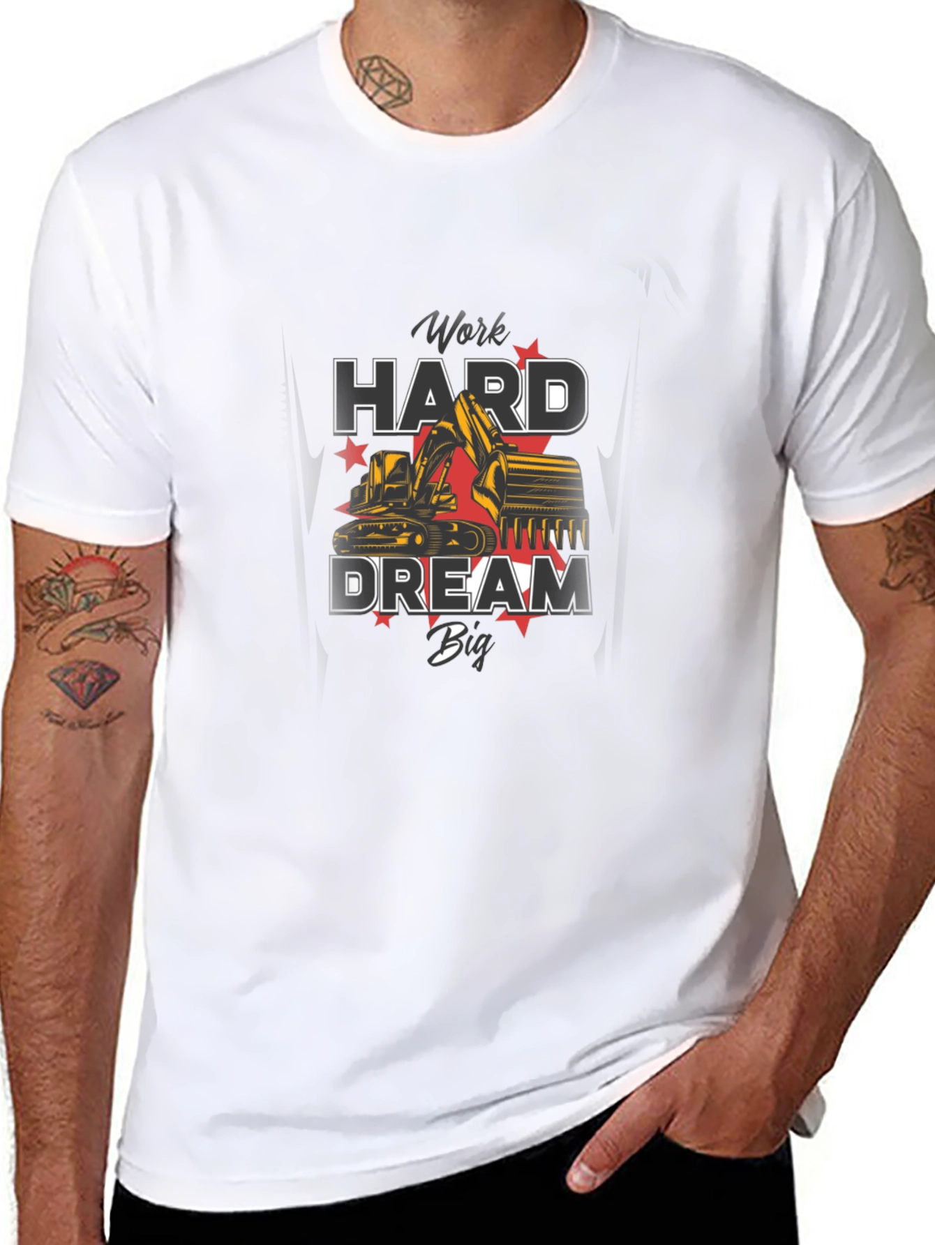 Work Hard Dream Big Excavator Graphic T-Shirt