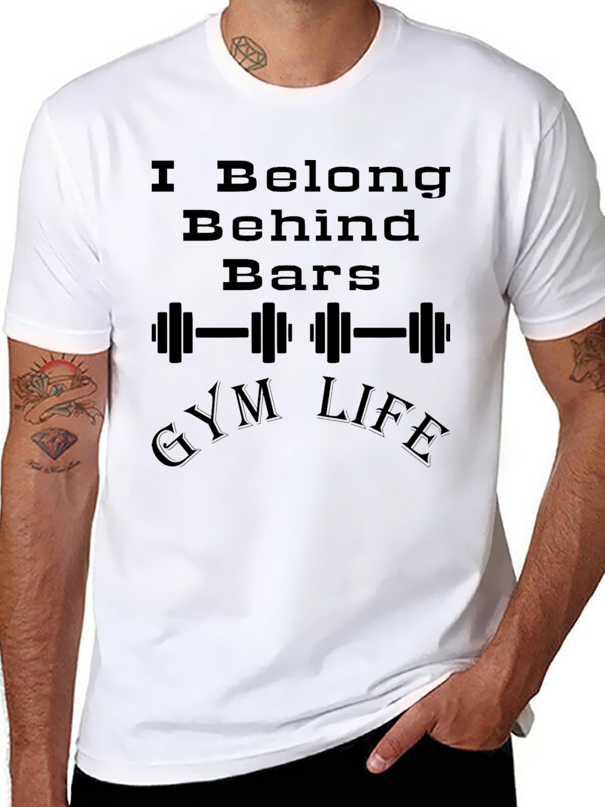 I Belong Behind Bars Gym Life Graphic T-Shirt