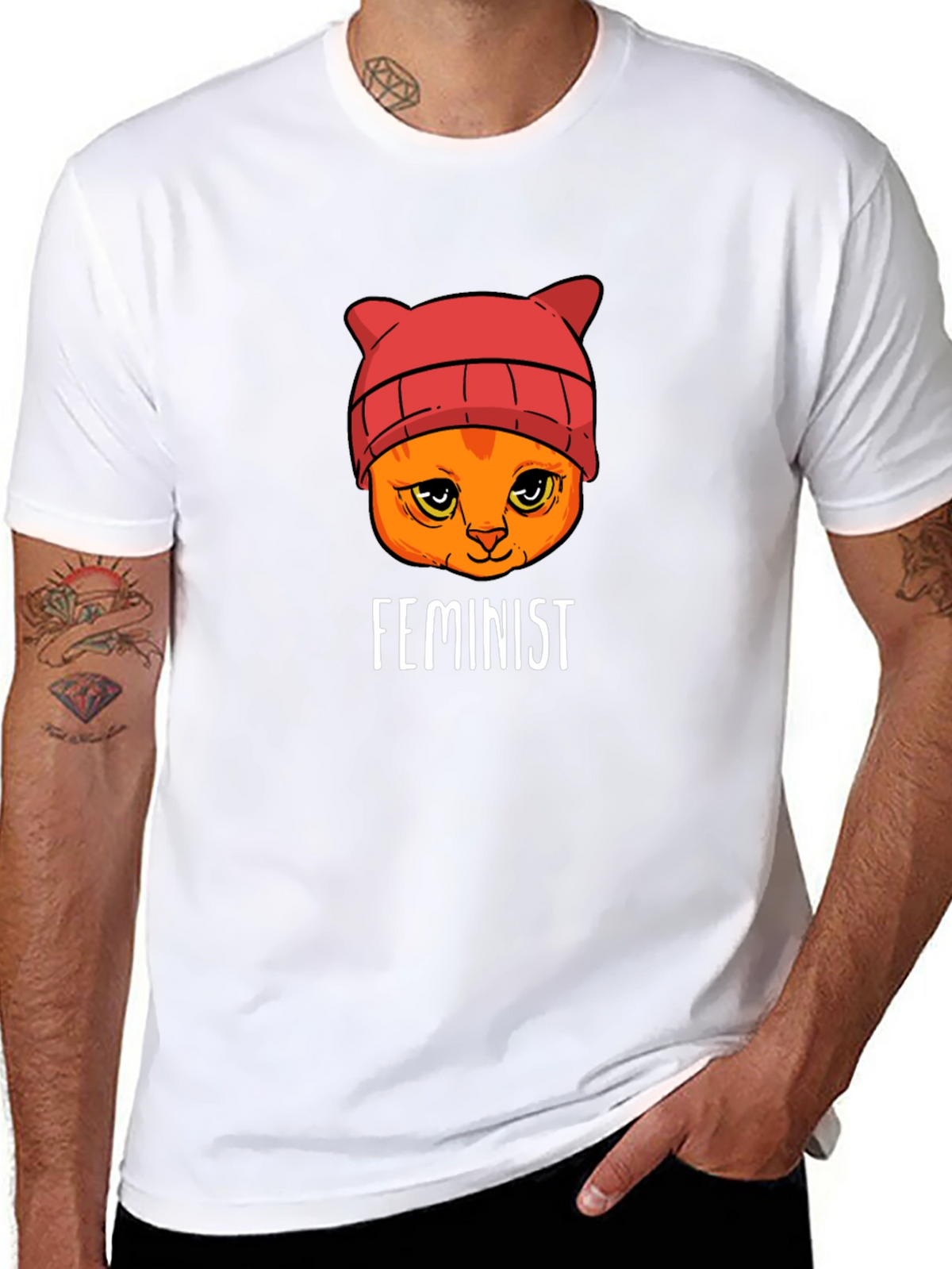 Feminist Cat T-Shirt -  Black Unisex Tee