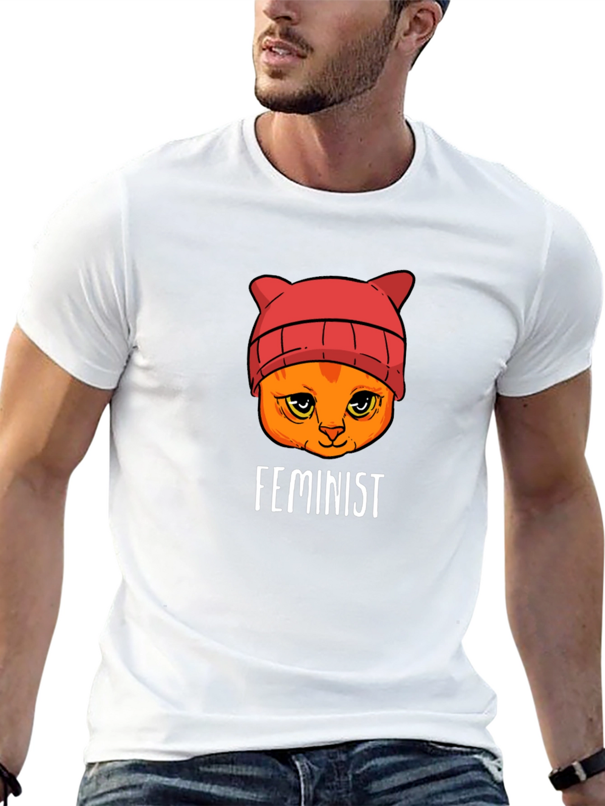 Feminist Cat T-Shirt -  Black Unisex Tee