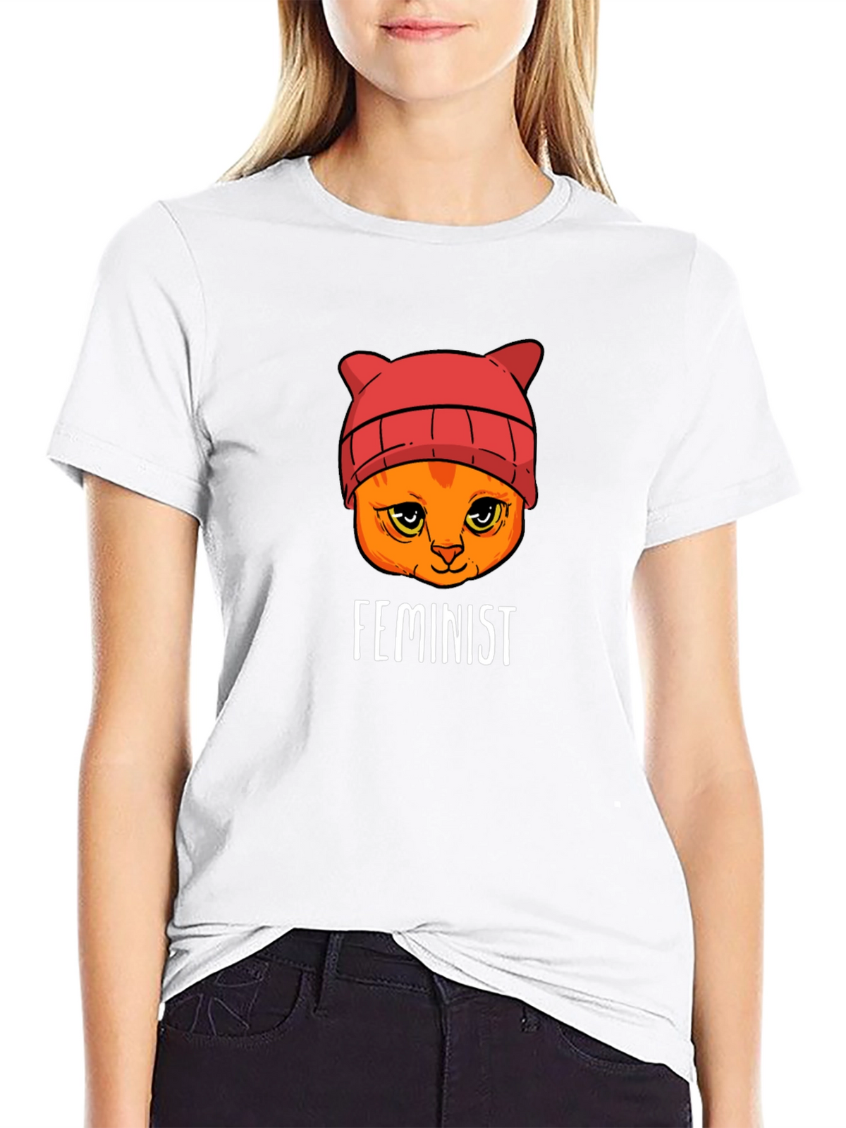 Feminist Cat T-Shirt -  Black Unisex Tee