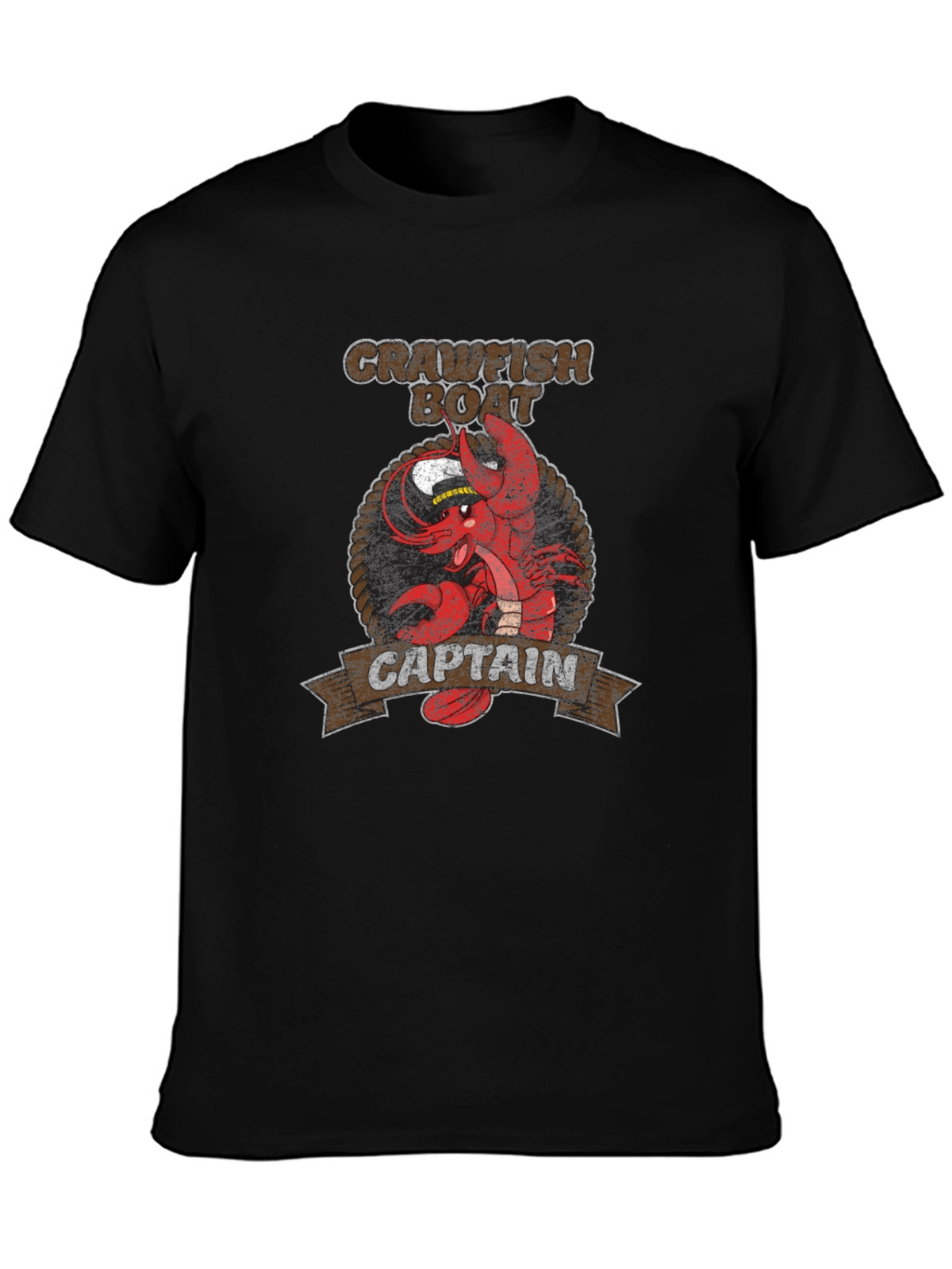 Crawfish Boat Captain Black Graphic T-Shirt