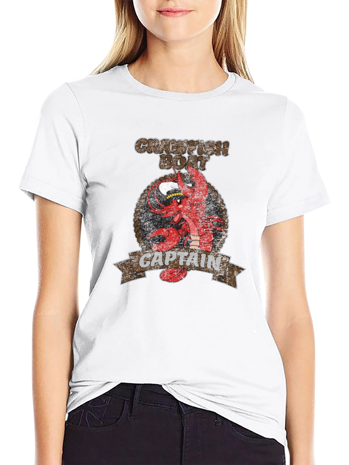 Crawfish Boat Captain Black Graphic T-Shirt