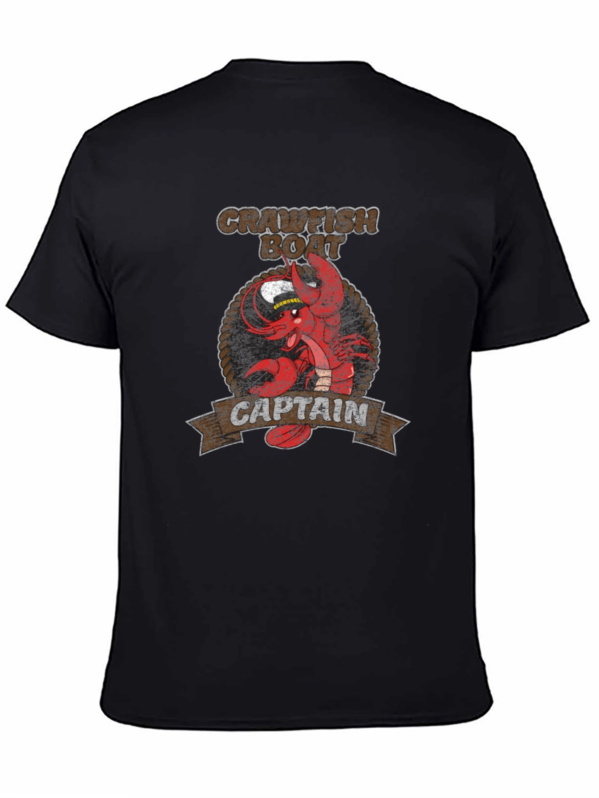 Crawfish Boat Captain Black Graphic T-Shirt