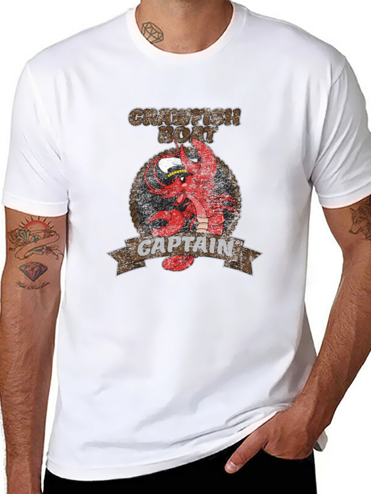 Crawfish Boat Captain Black Graphic T-Shirt