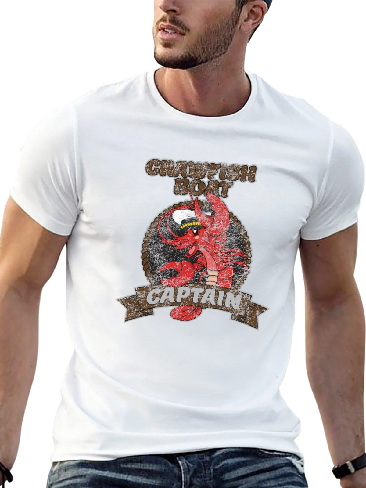 Crawfish Boat Captain Black Graphic T-Shirt