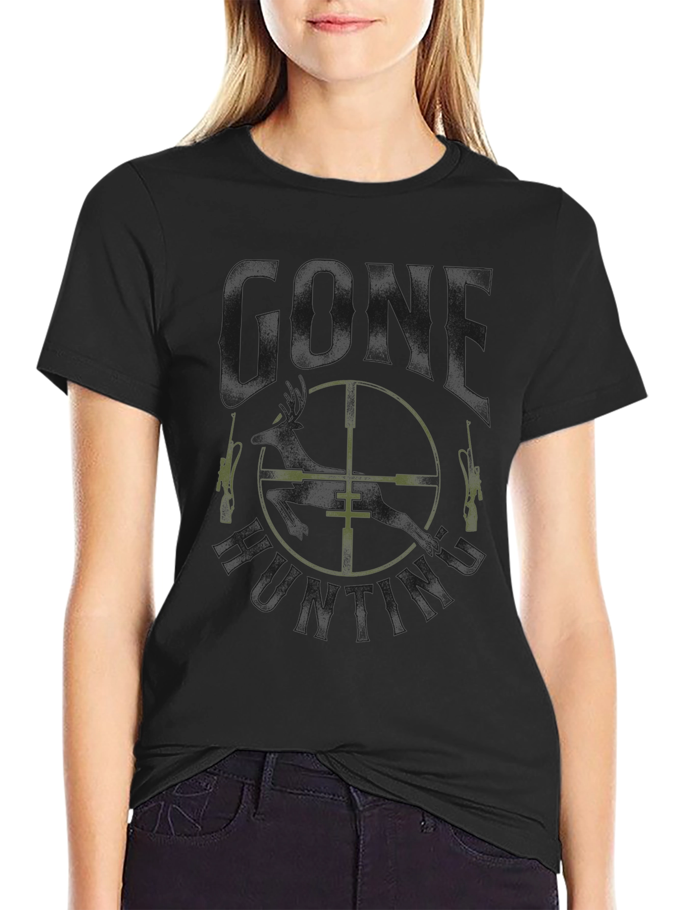 Gone Hunting Black Tee
