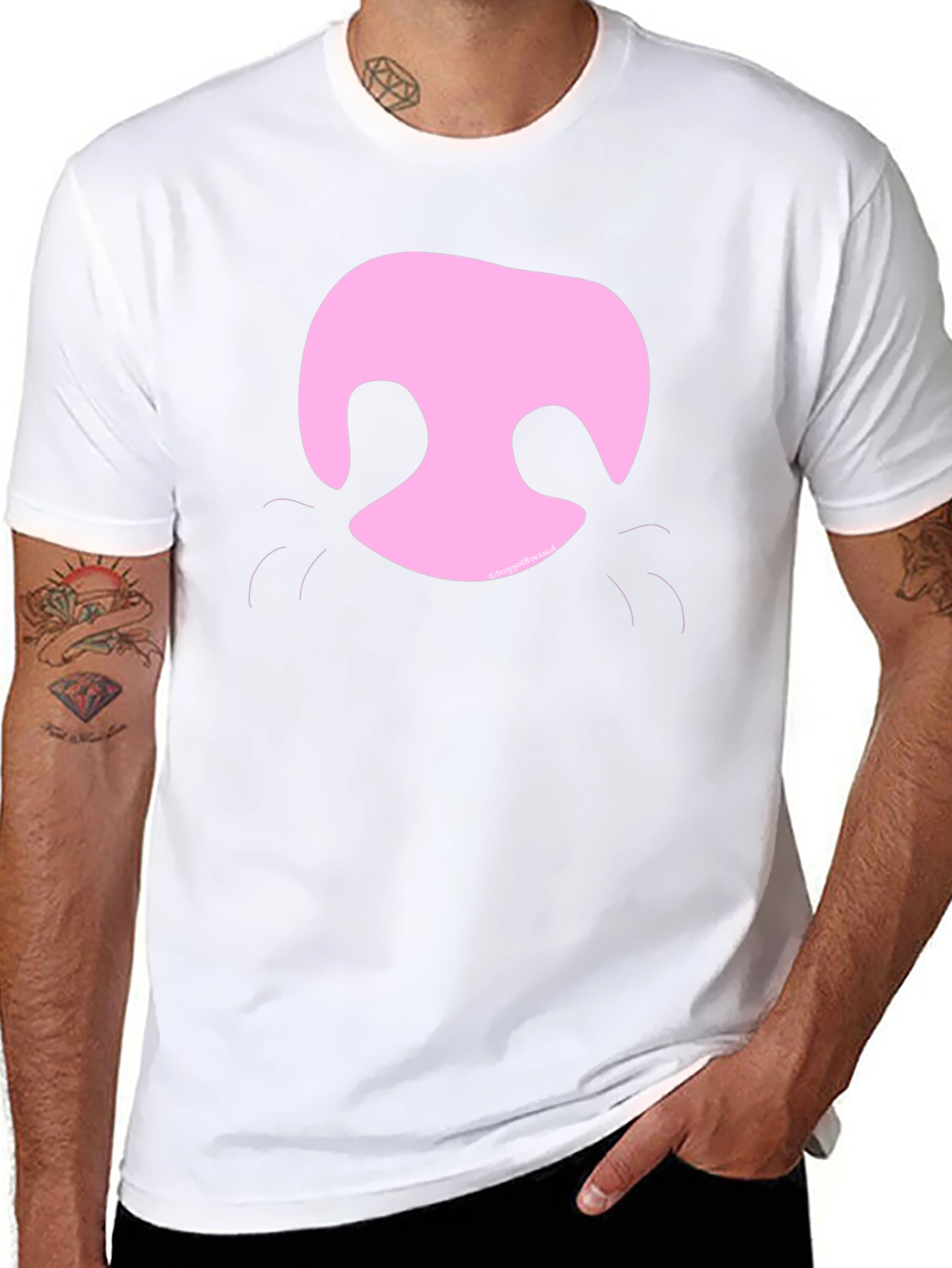 Pink Pig Snout Black T-Shirt