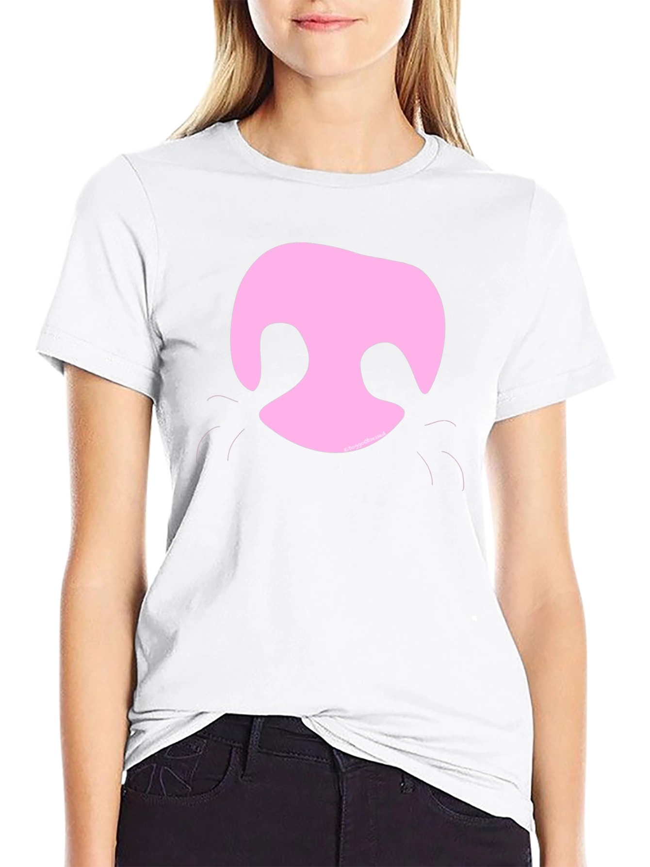 Pink Pig Snout Black T-Shirt