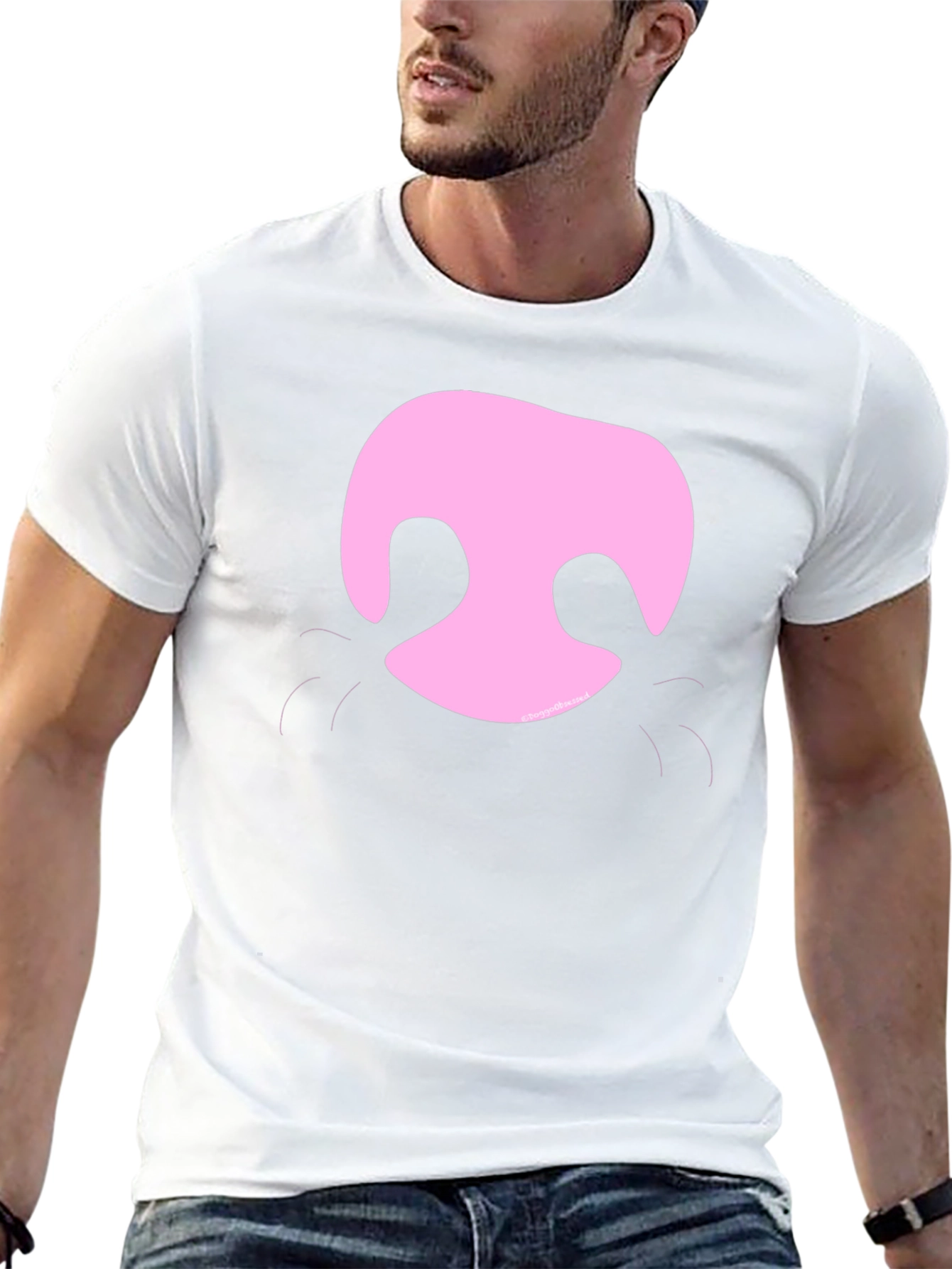 Pink Pig Snout Black T-Shirt