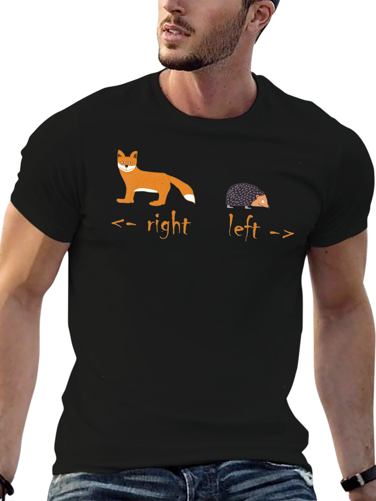 Fox Hedgehog Directional Graphic T-Shirt