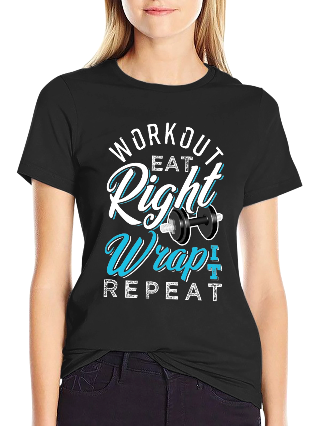 Workout Eat Right Wrap Repeat Gym T-Shirt